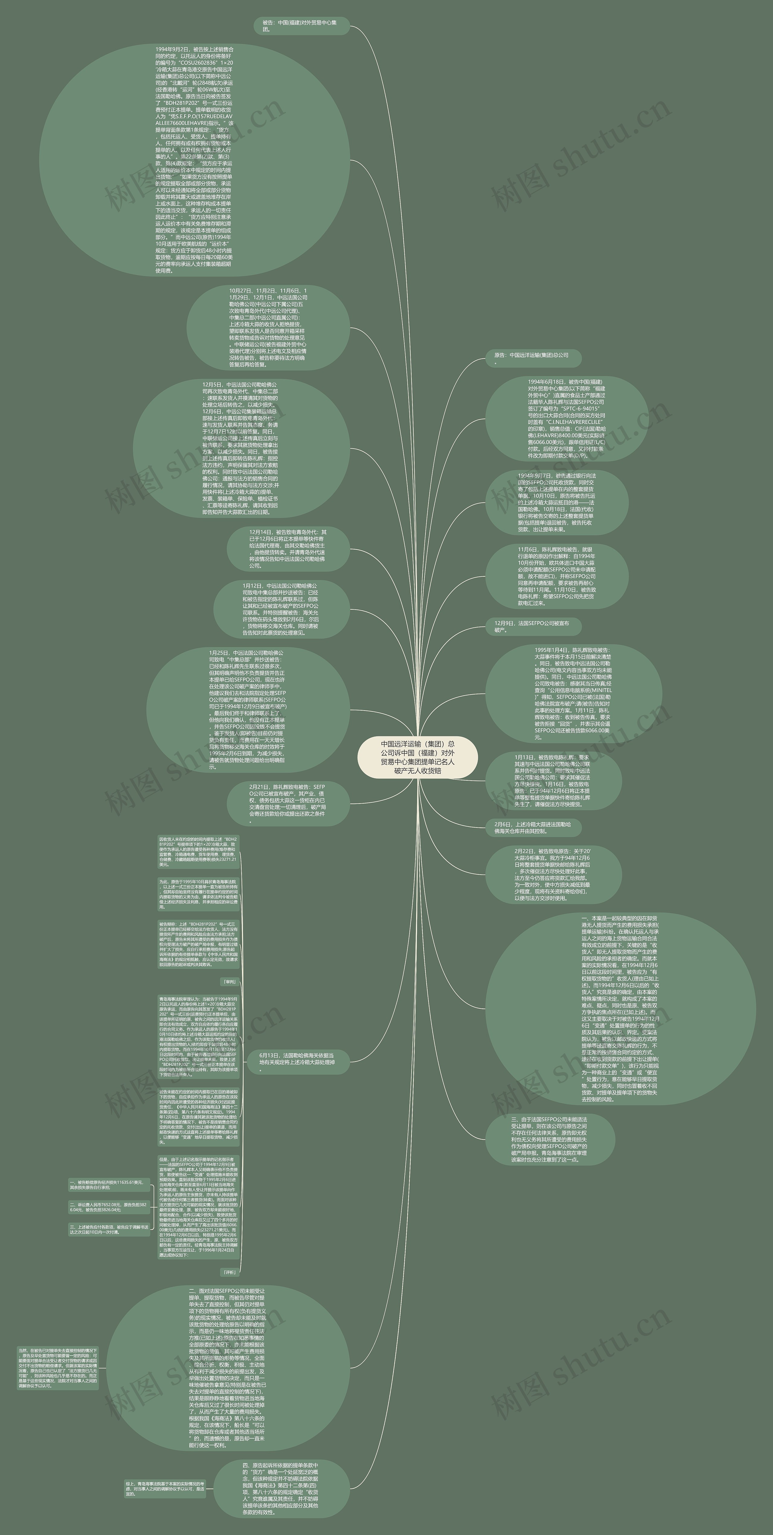中国远洋运输（集团）总公司诉中国（福建）对外贸易中心集团提单记名人破产无人收货赔思维导图