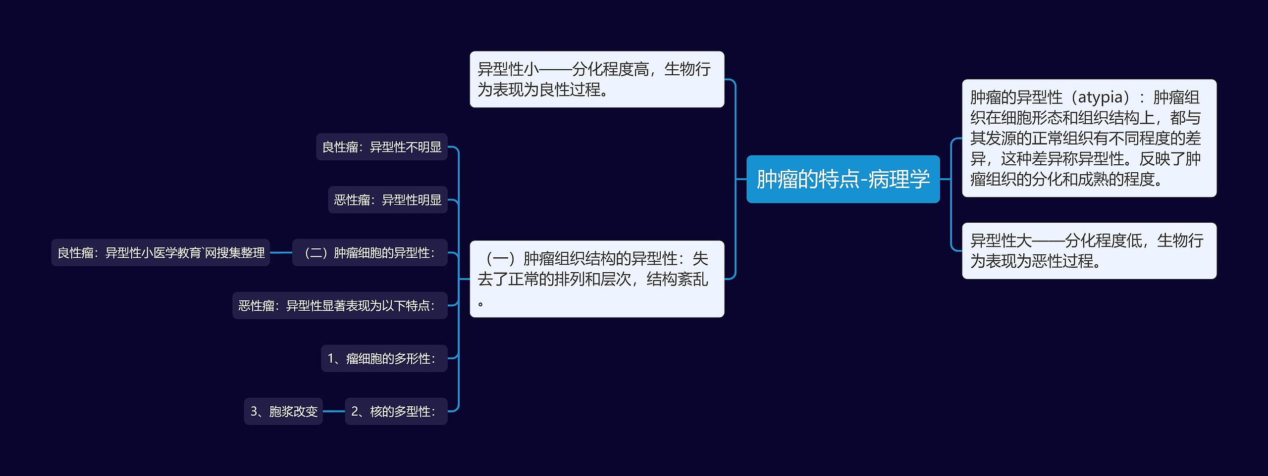 肿瘤的特点-病理学思维导图