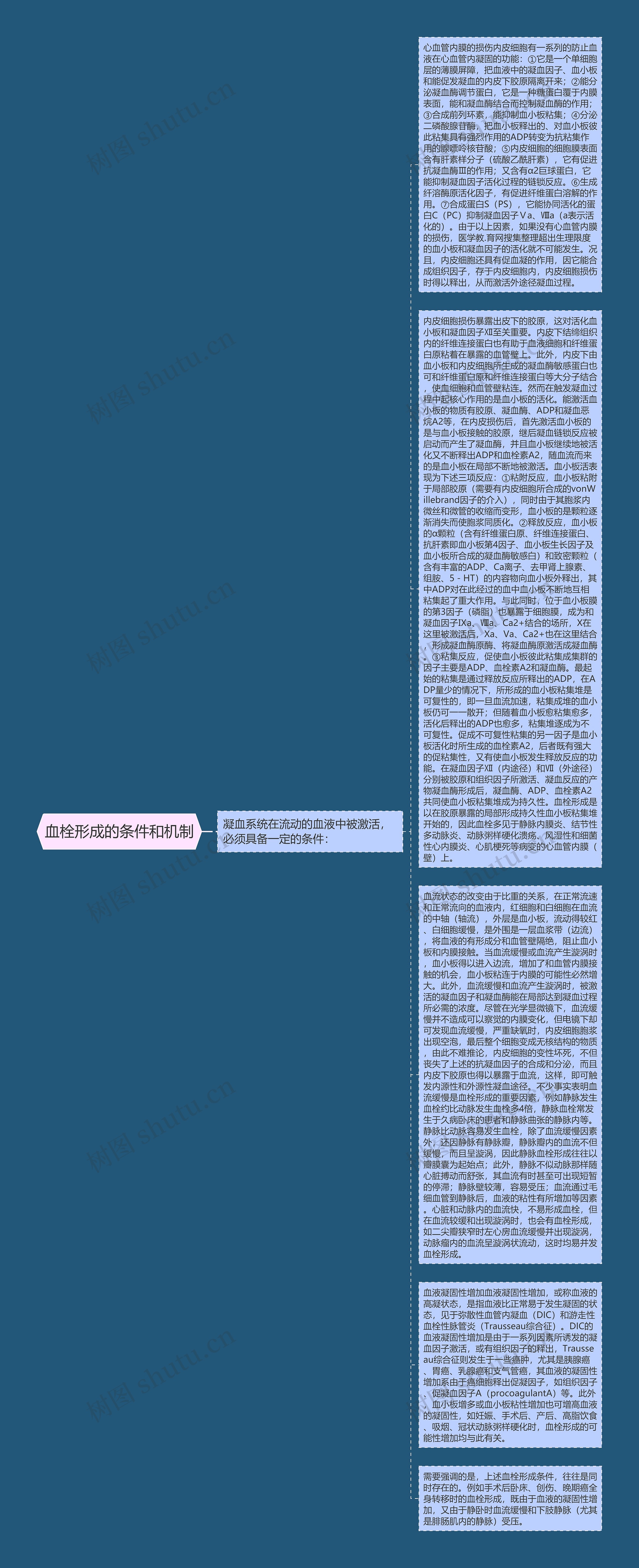 血栓形成的条件和机制思维导图高清图 血栓形成的条件和机制思维导图