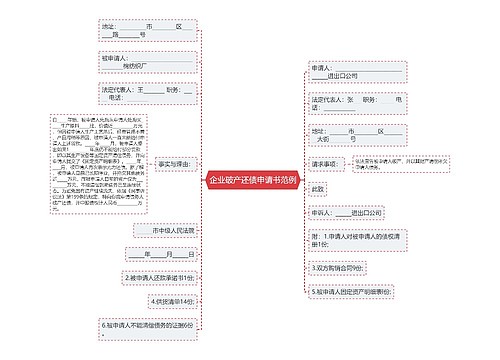 企业破产还债申请书范例