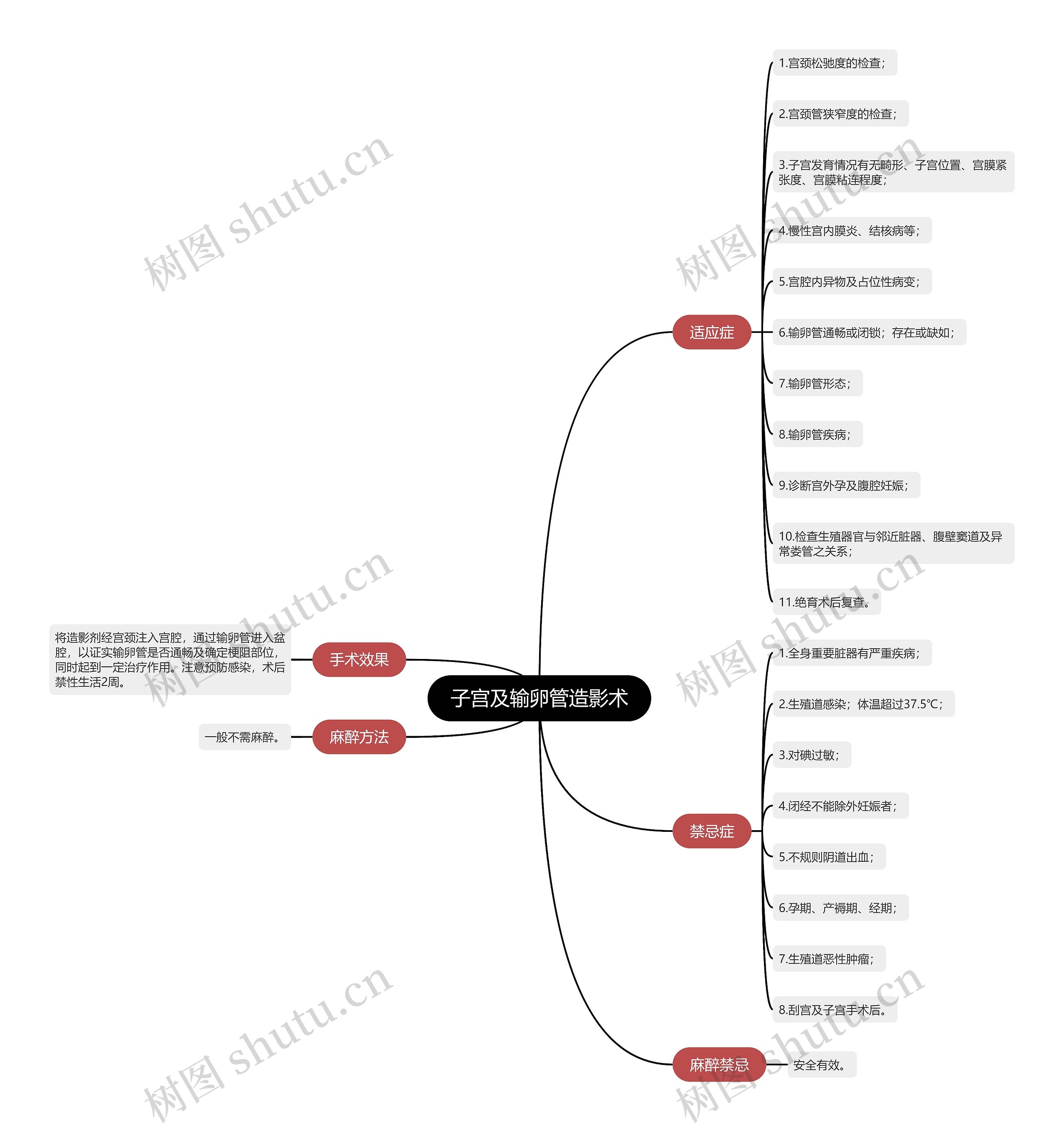 子宫及输卵管造影术思维导图