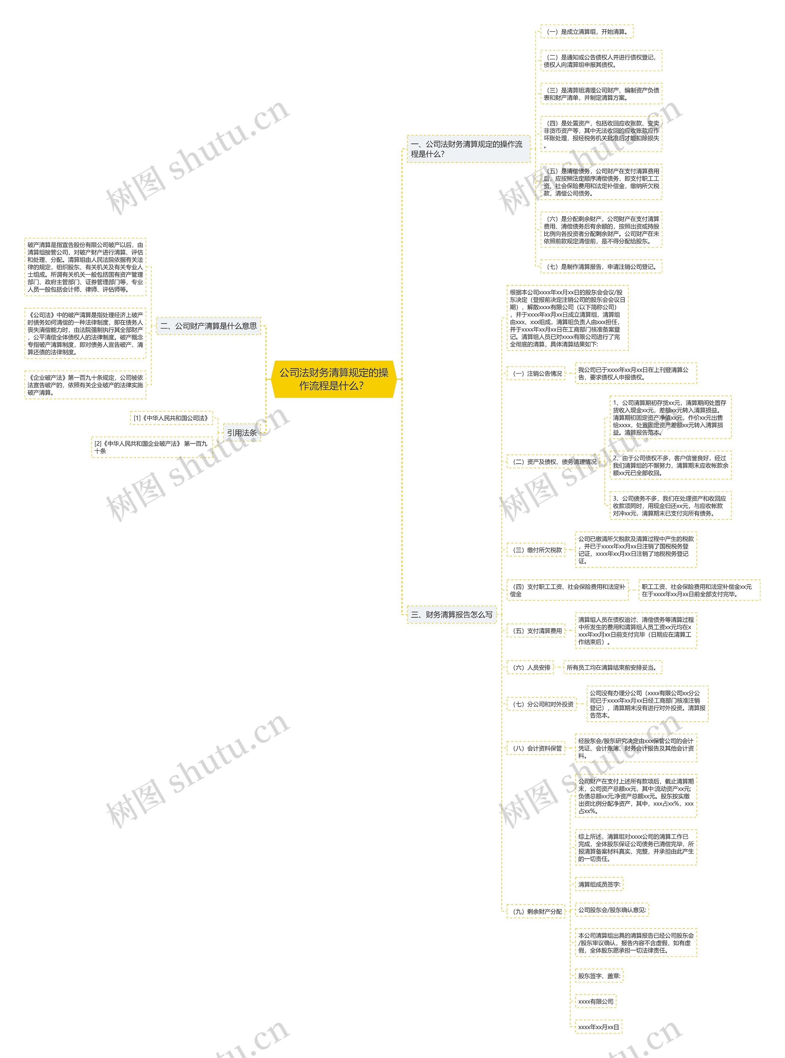 公司法财务清算规定的操作流程是什么？思维导图