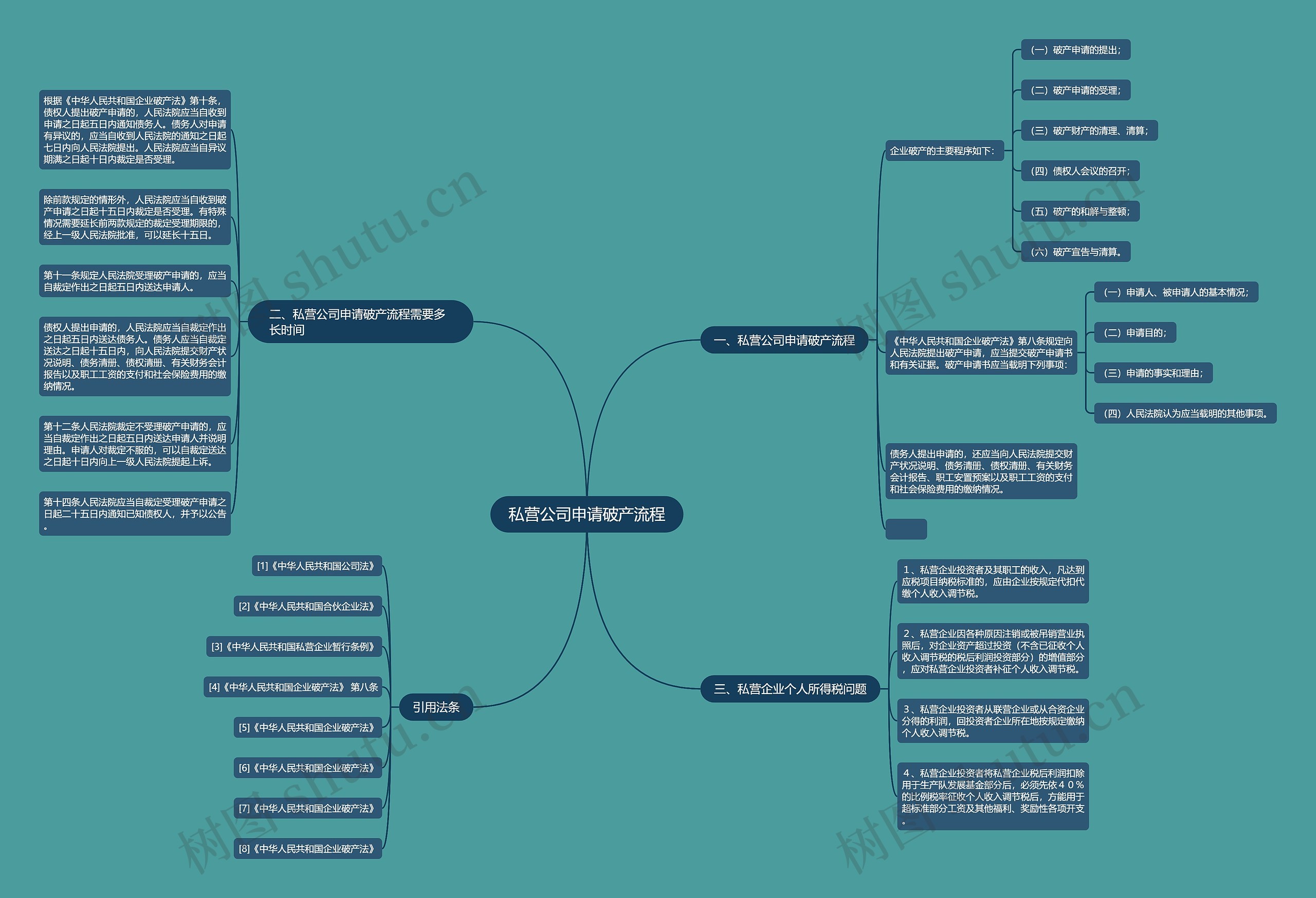 私营公司申请破产流程思维导图
