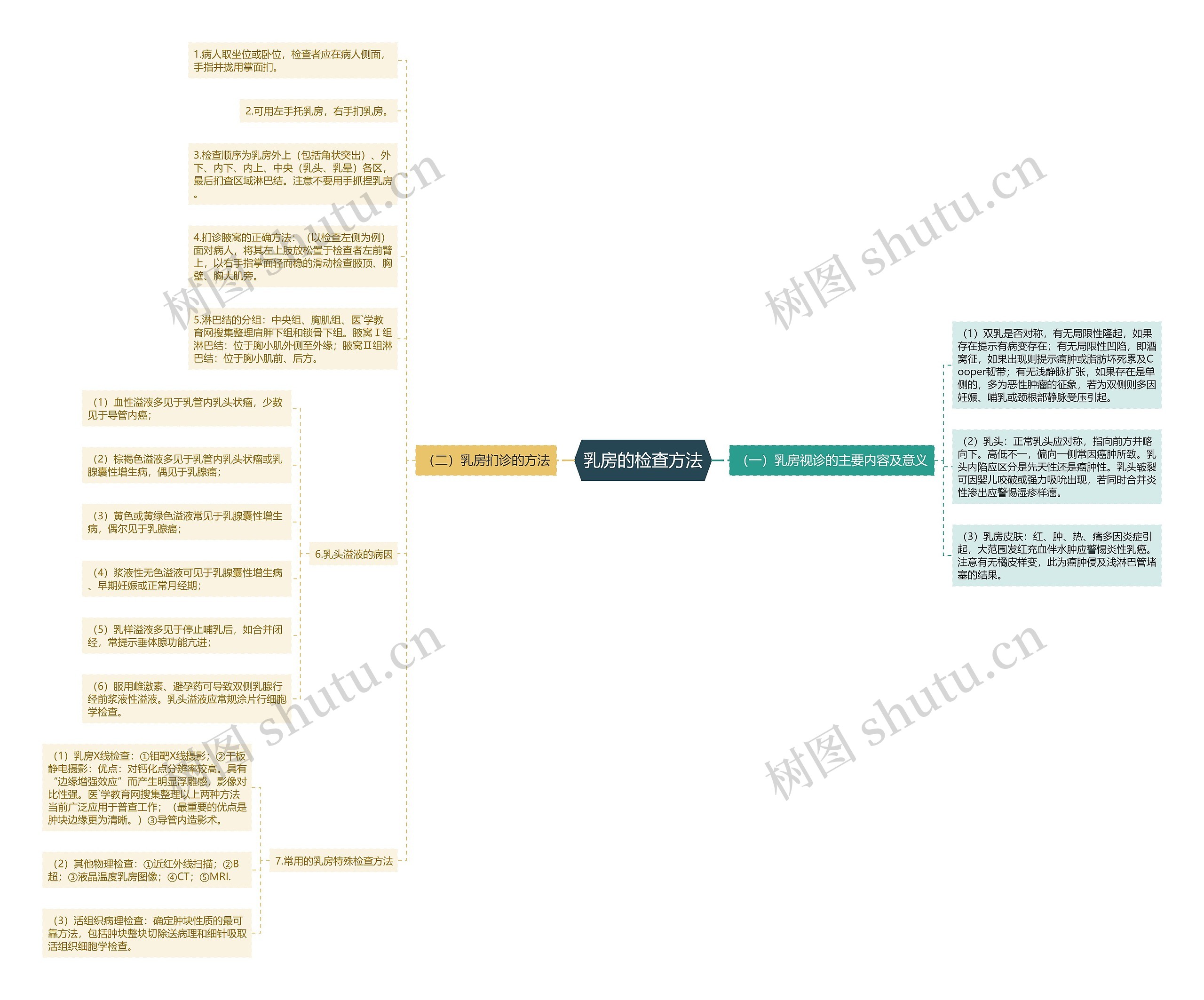 乳房的检查方法思维导图