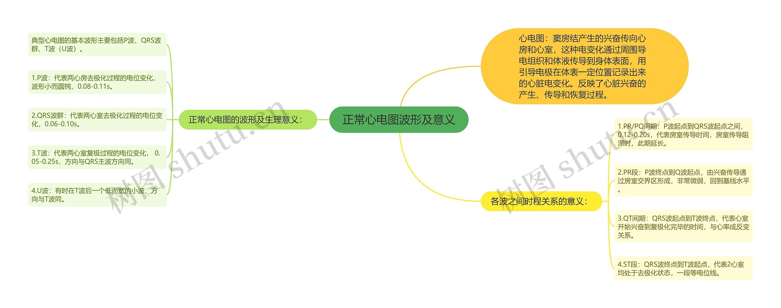 正常心电图波形及意义思维导图