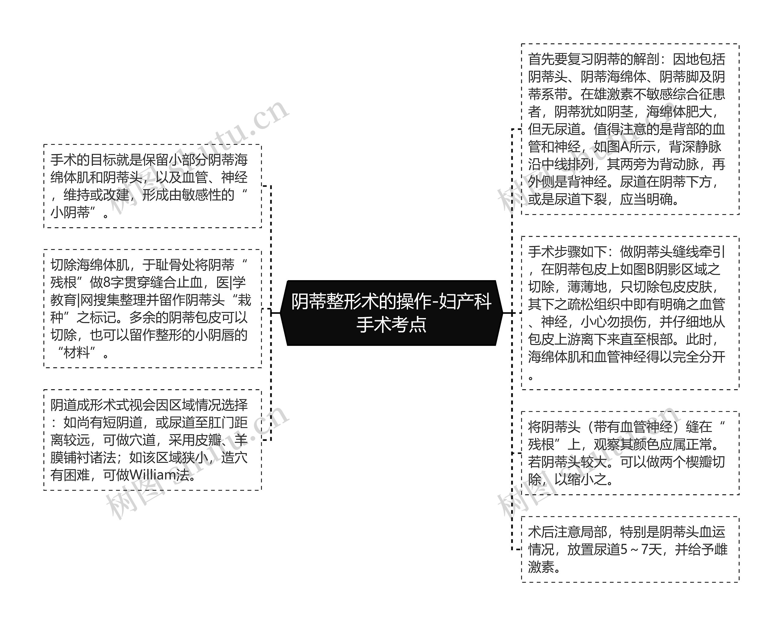 阴蒂整形术的操作-妇产科手术考点思维导图