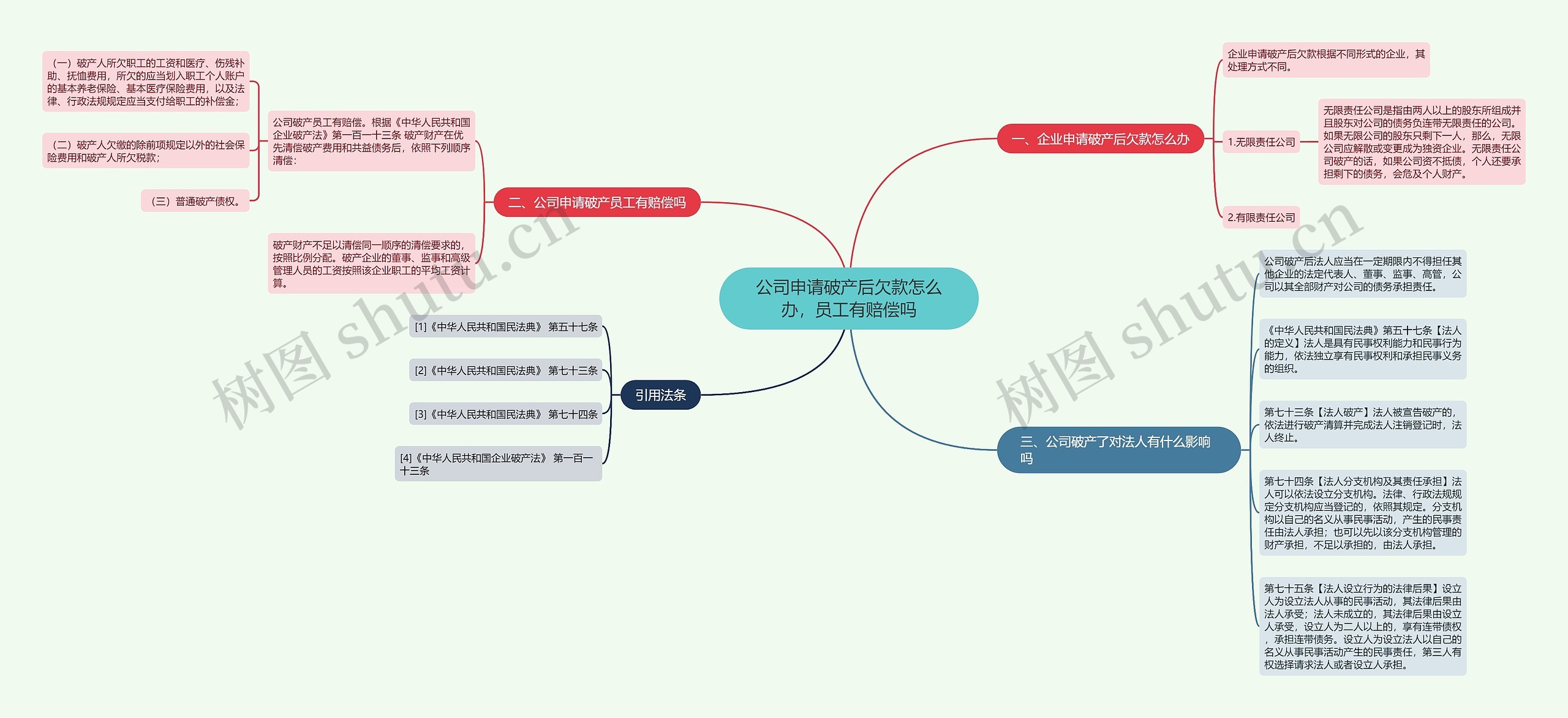 公司申请破产后欠款怎么办，员工有赔偿吗思维导图