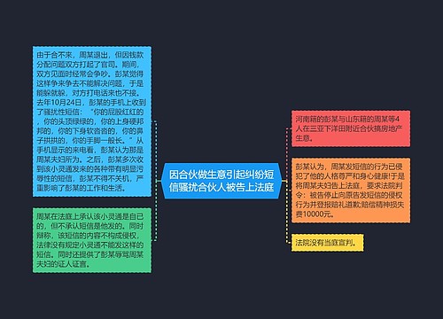 因合伙做生意引起纠纷短信骚扰合伙人被告上法庭