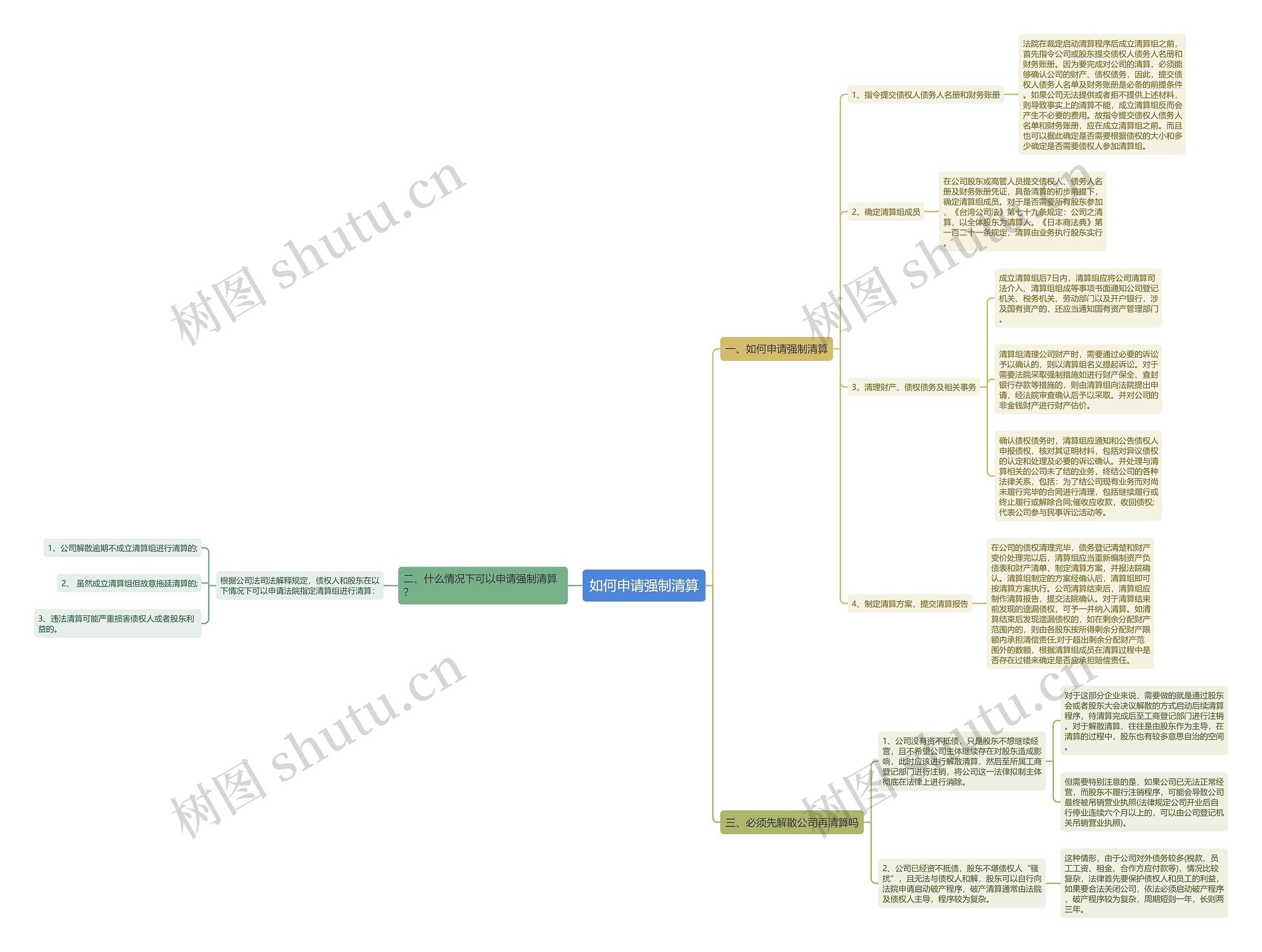 如何申请强制清算思维导图