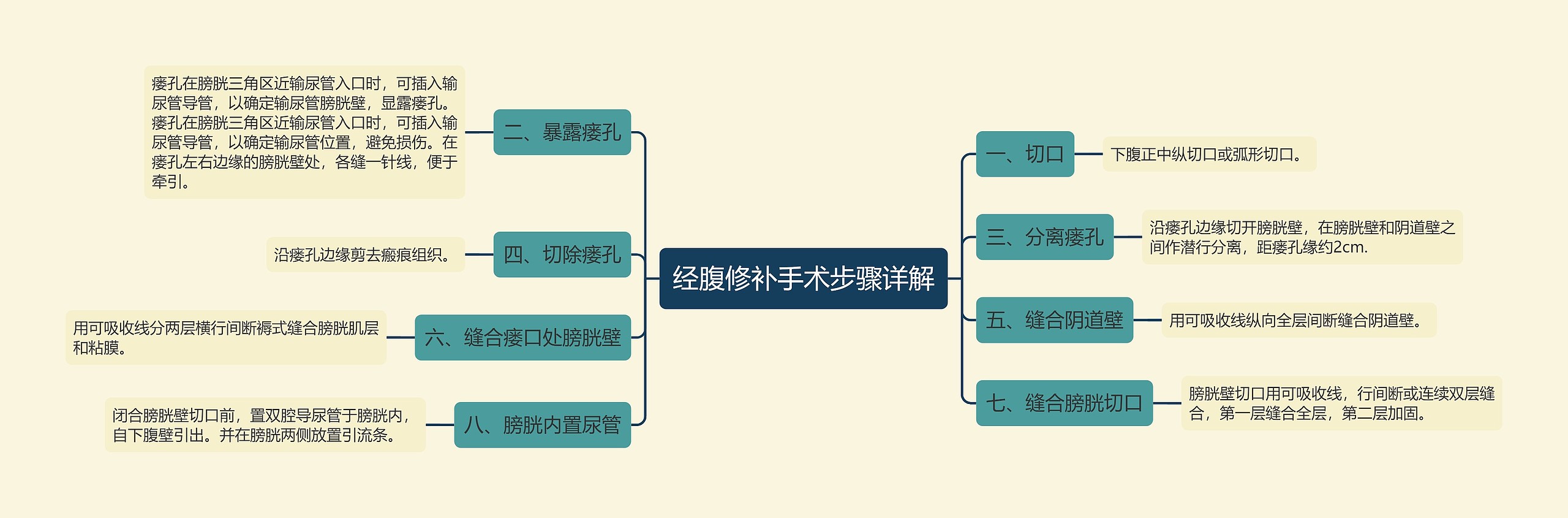 经腹修补手术步骤详解思维导图