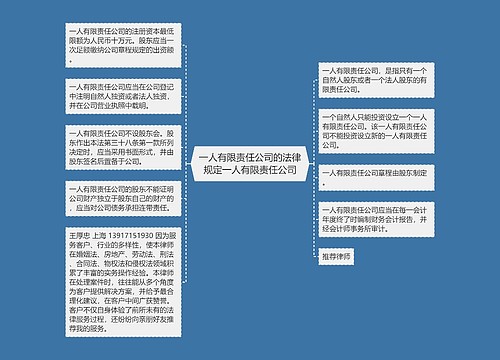 一人有限责任公司的法律规定一人有限责任公司