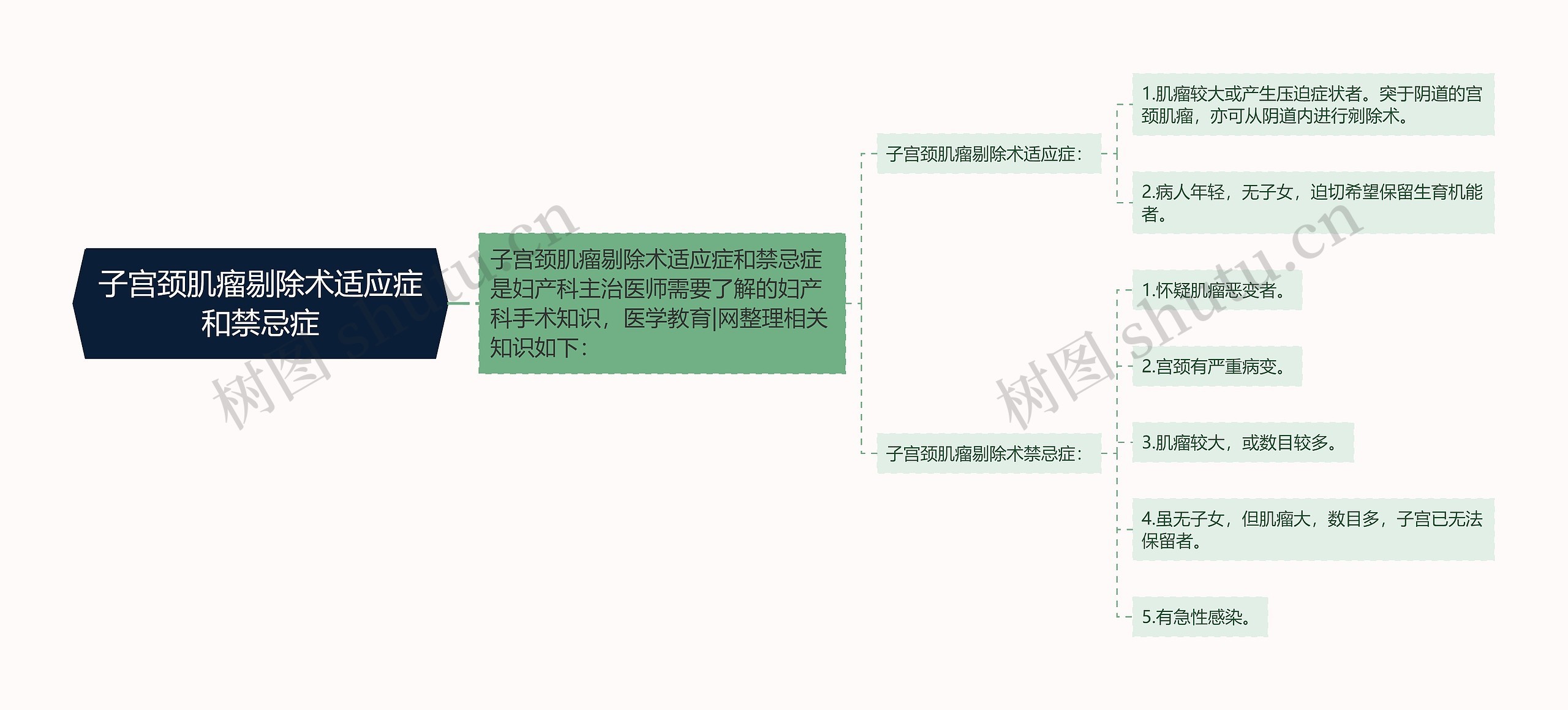 子宫颈肌瘤剔除术适应症和禁忌症思维导图