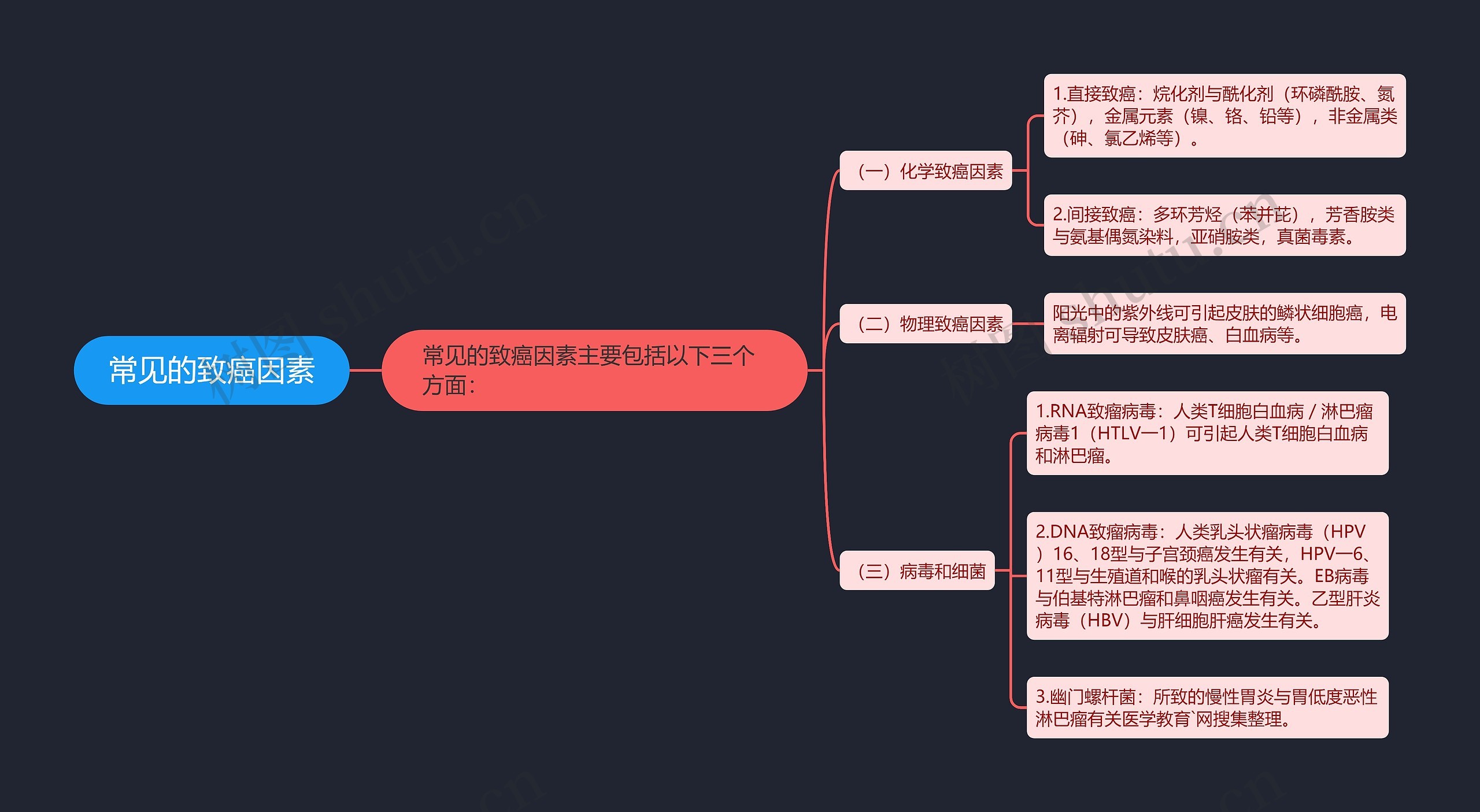 常见的致癌因素思维导图
