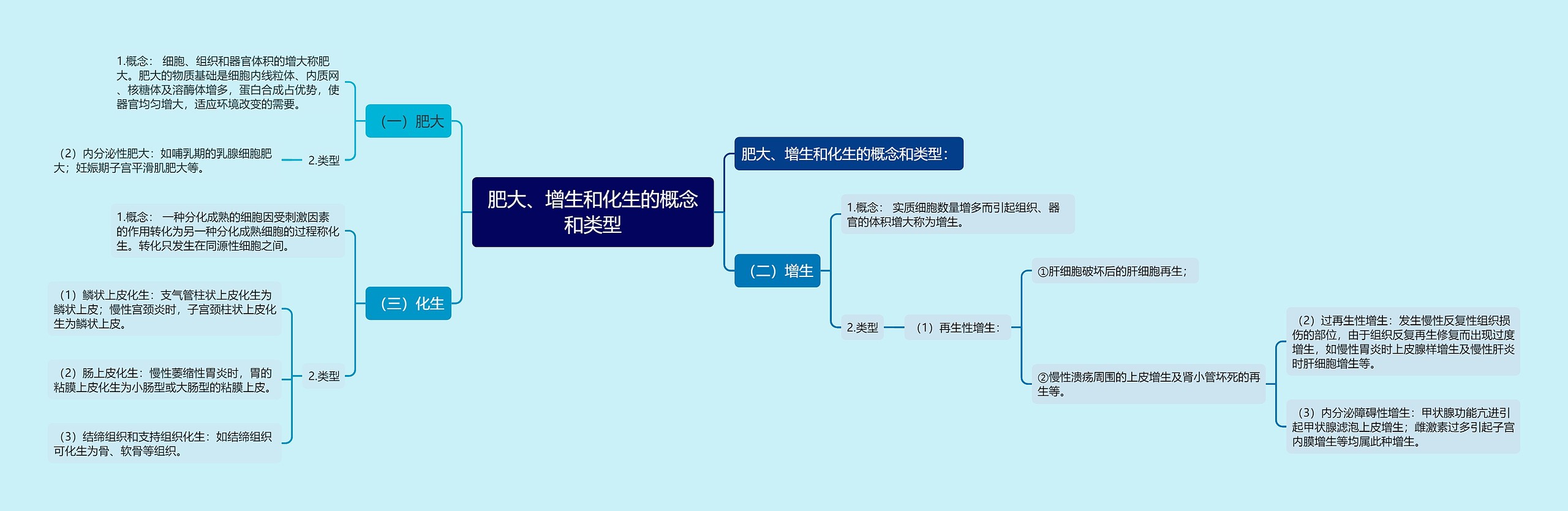 肥大、增生和化生的概念和类型思维导图