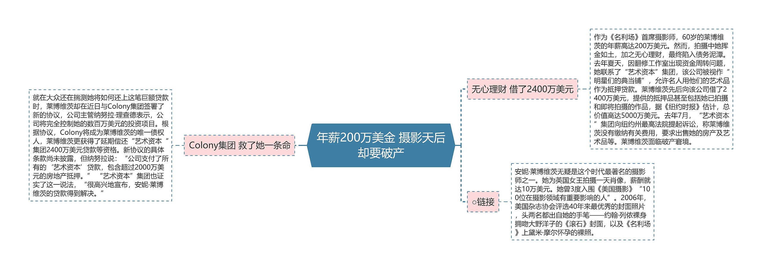 年薪200万美金 摄影天后却要破产思维导图