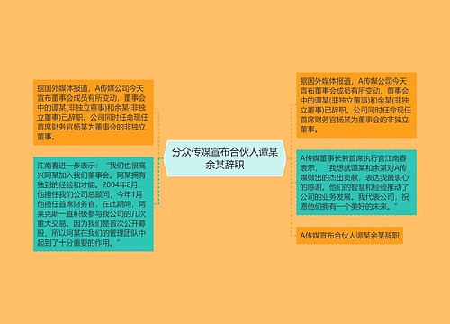 分众传媒宣布合伙人谭某余某辞职