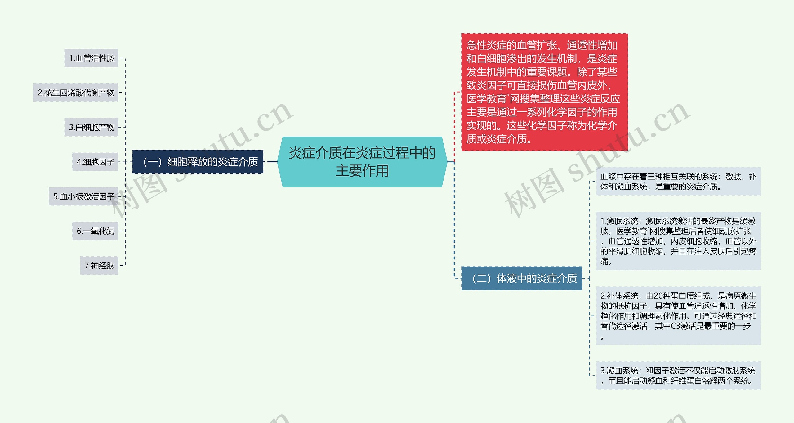 炎症介质在炎症过程中的主要作用思维导图