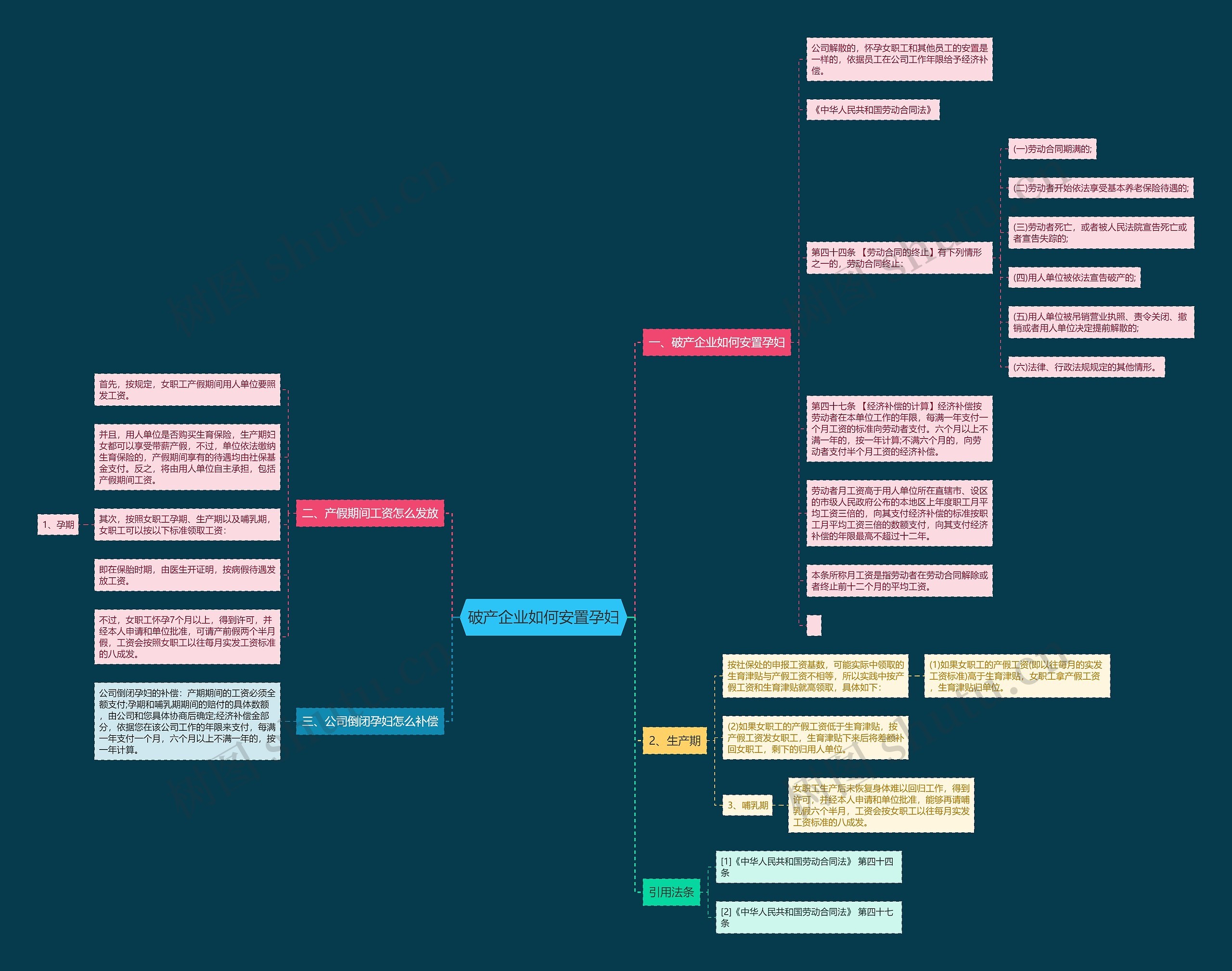 破产企业如何安置孕妇思维导图