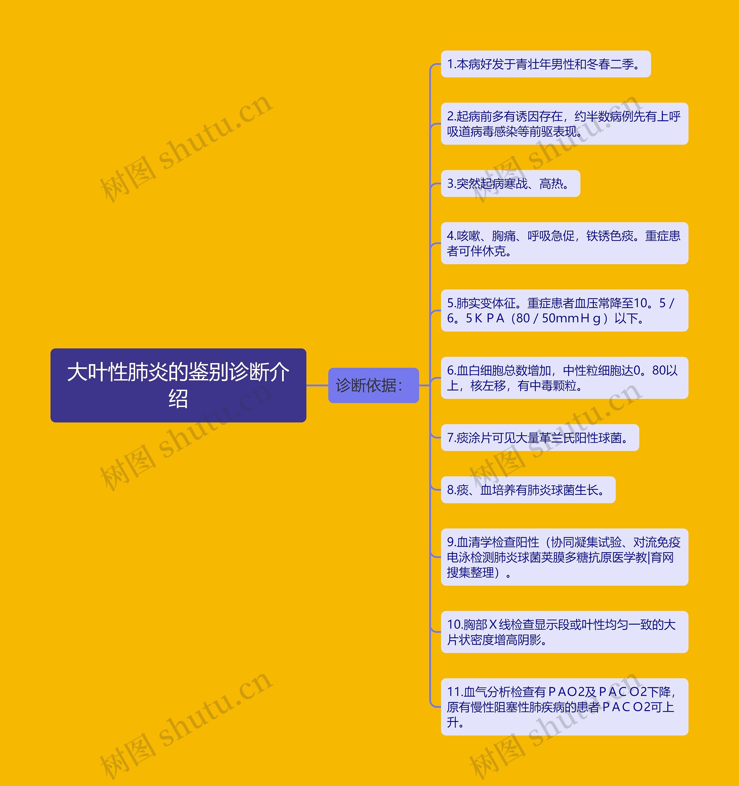 大叶性肺炎的鉴别诊断介绍思维导图