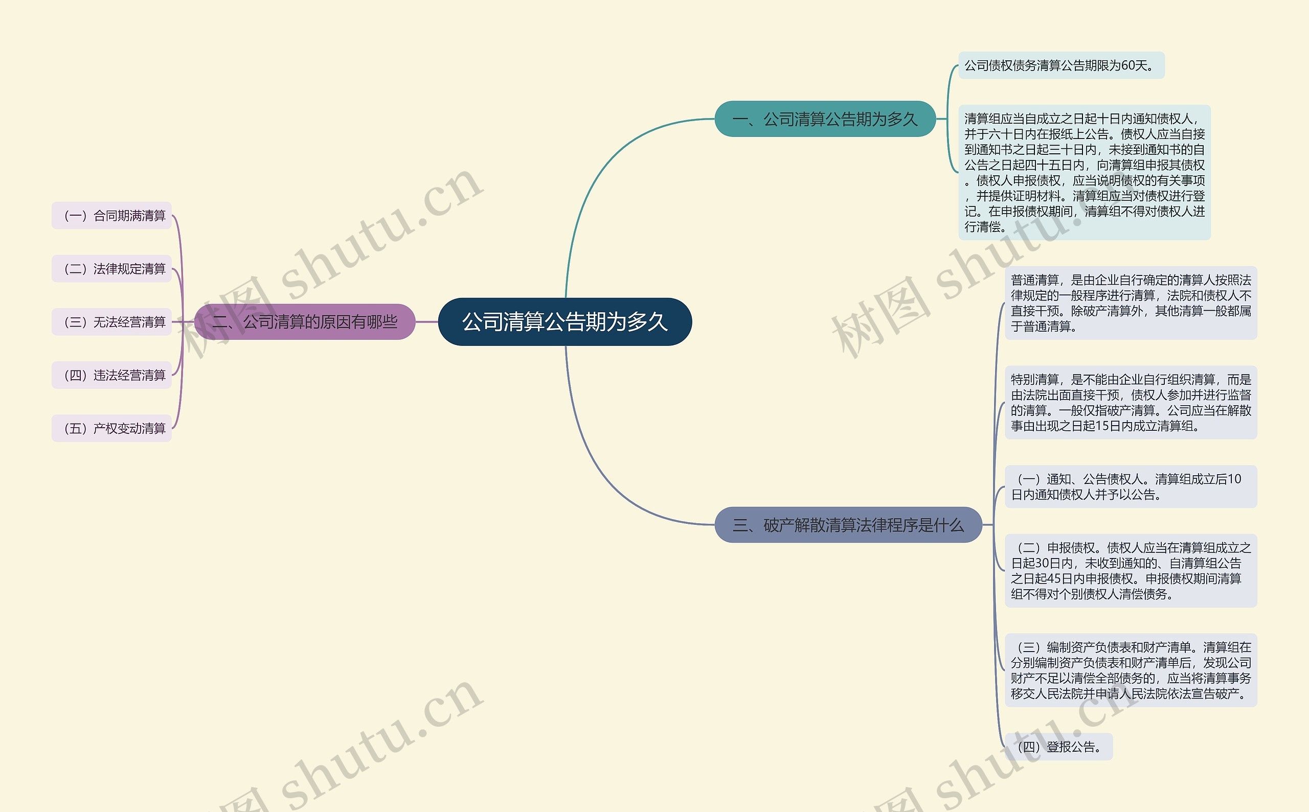 公司清算公告期为多久思维导图