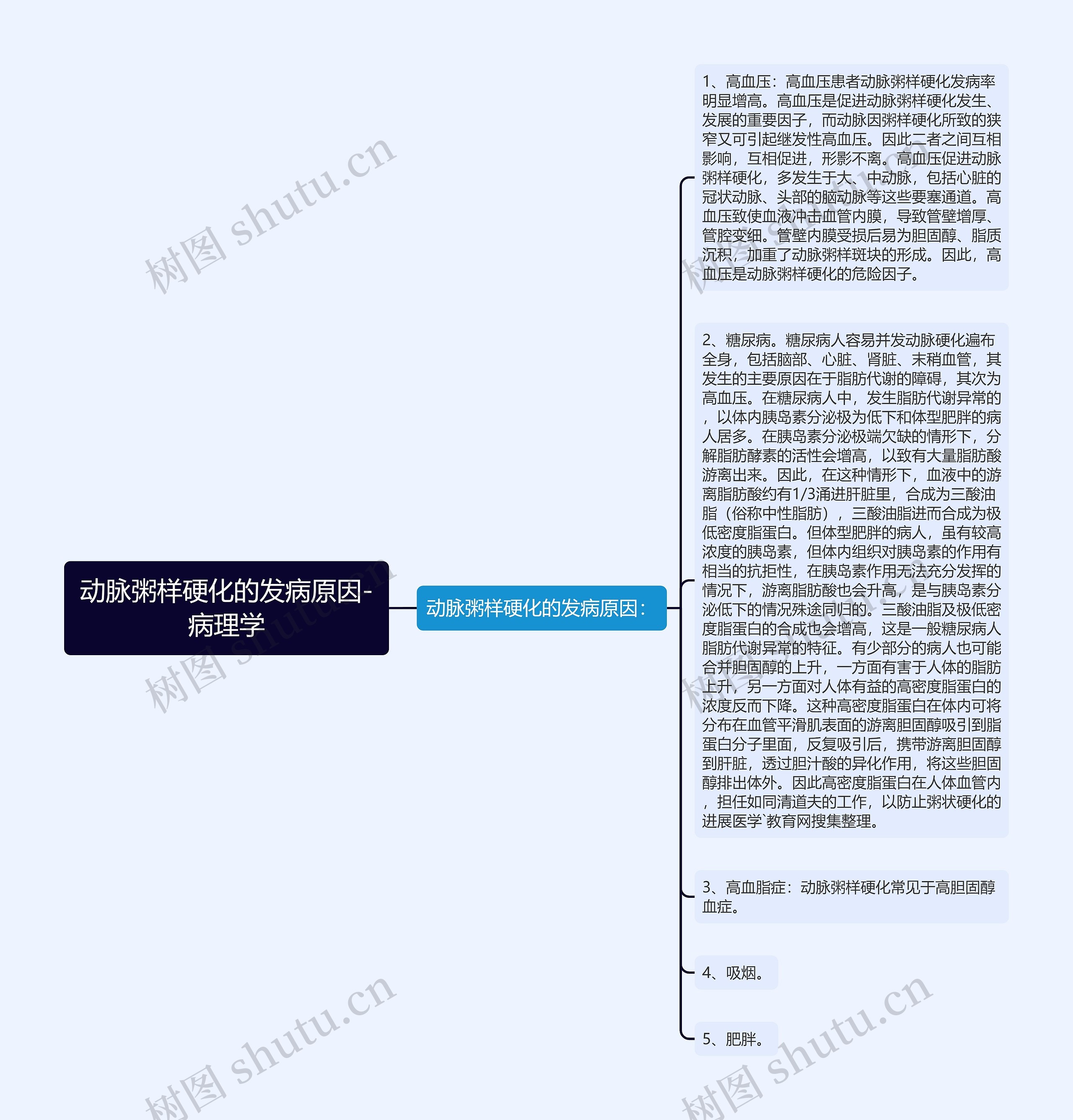 动脉粥样硬化的发病原因-病理学思维导图