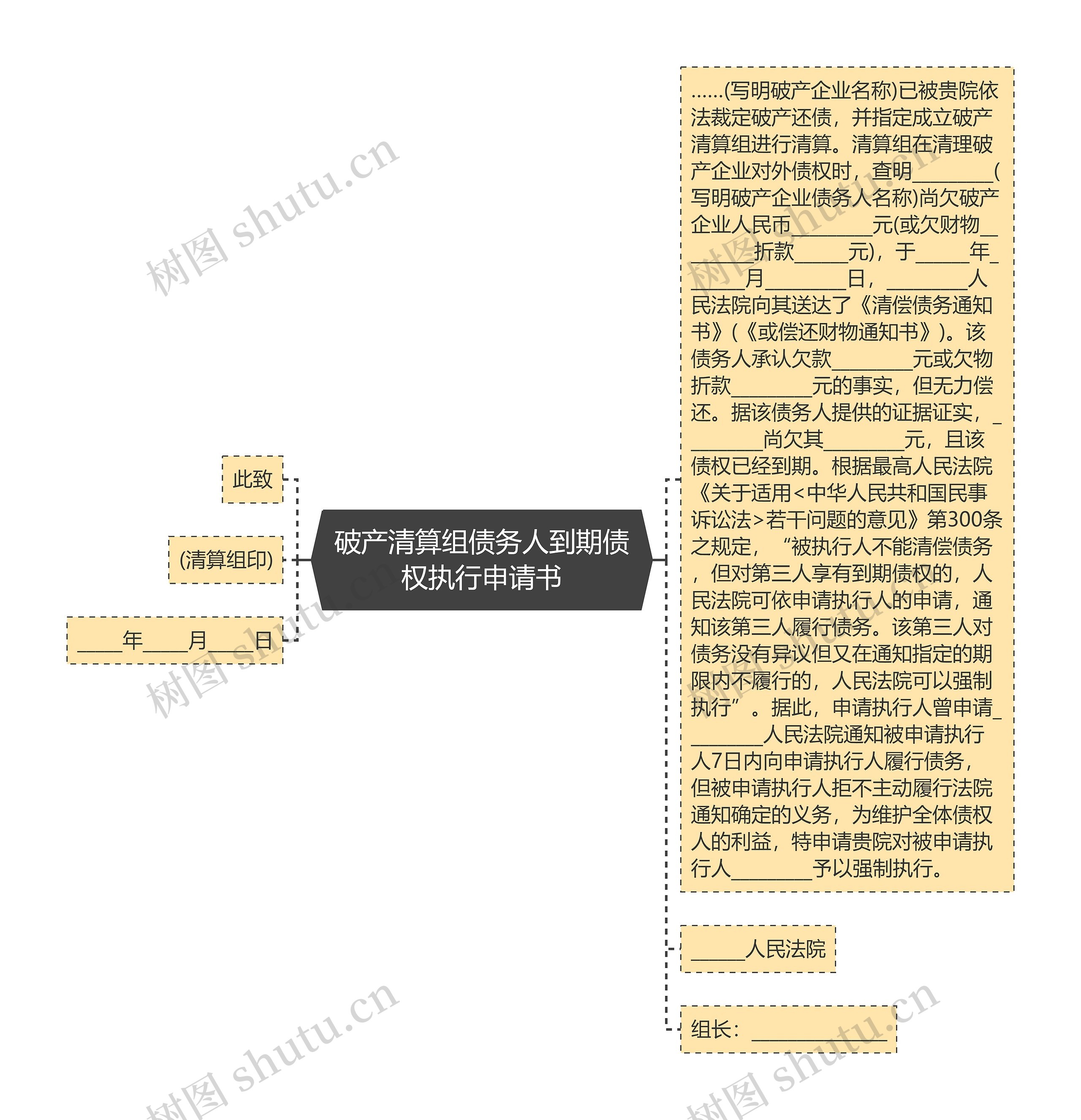 破产清算组债务人到期债权执行申请书