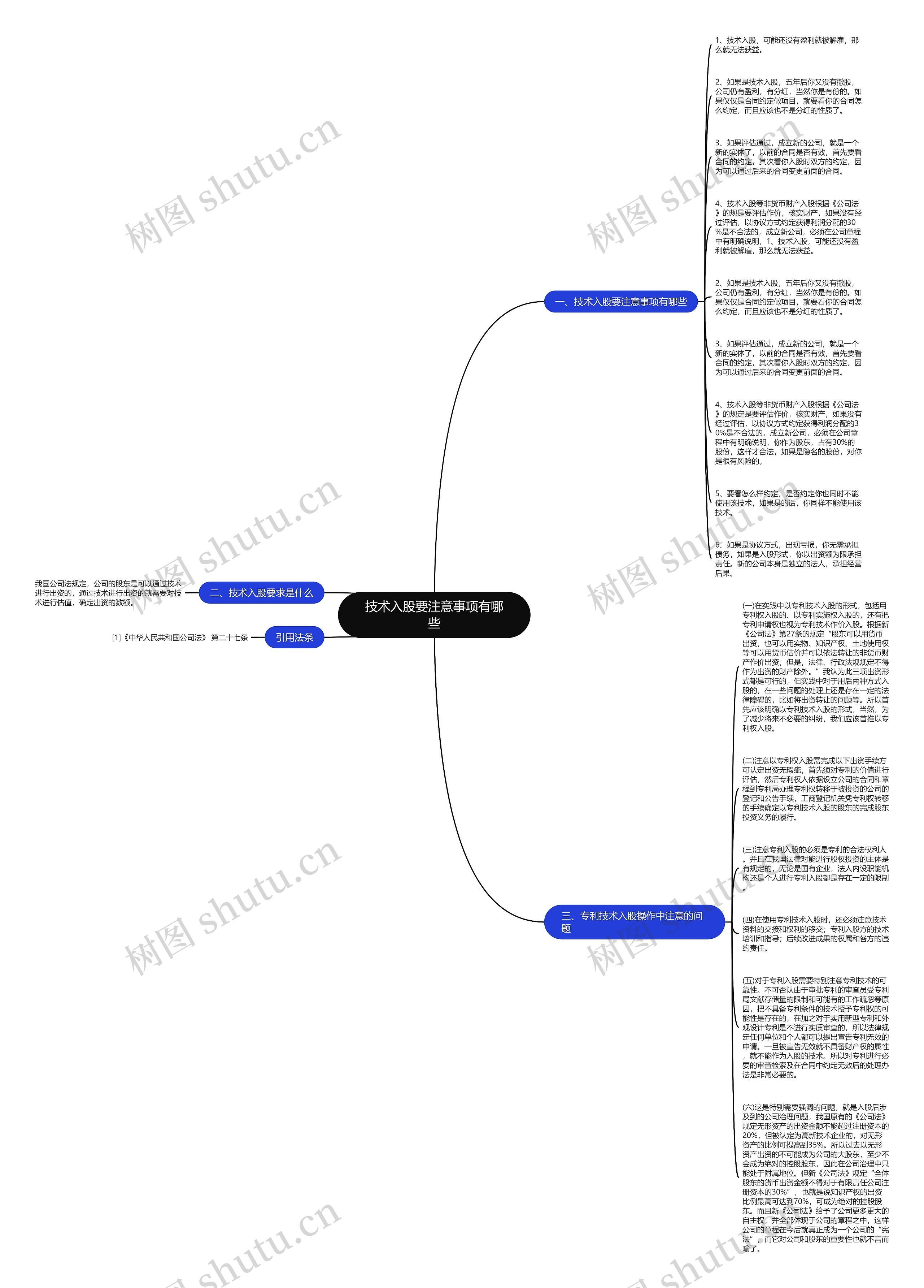 技术入股要注意事项有哪些思维导图