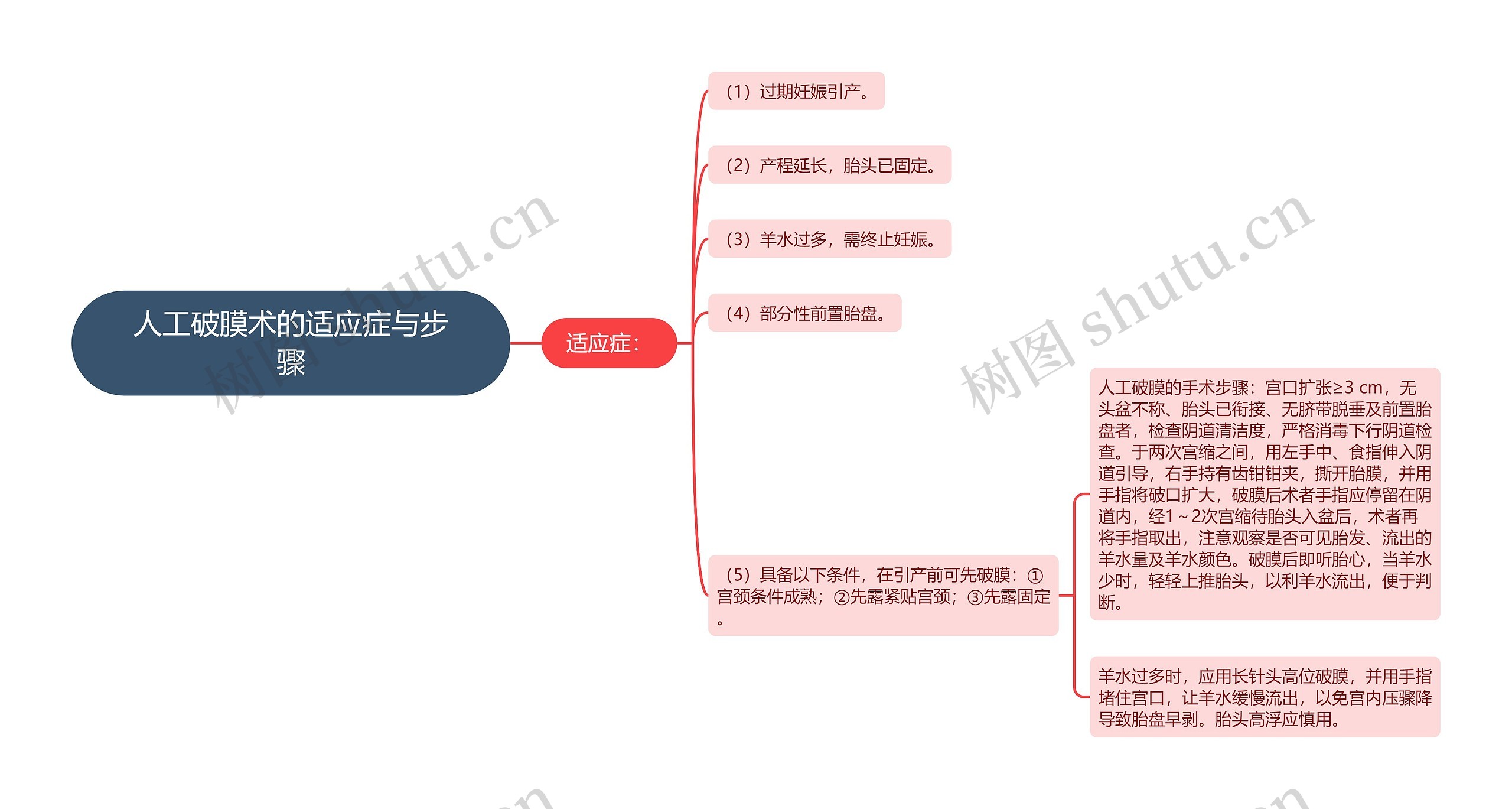 人工破膜术的适应症与步骤思维导图