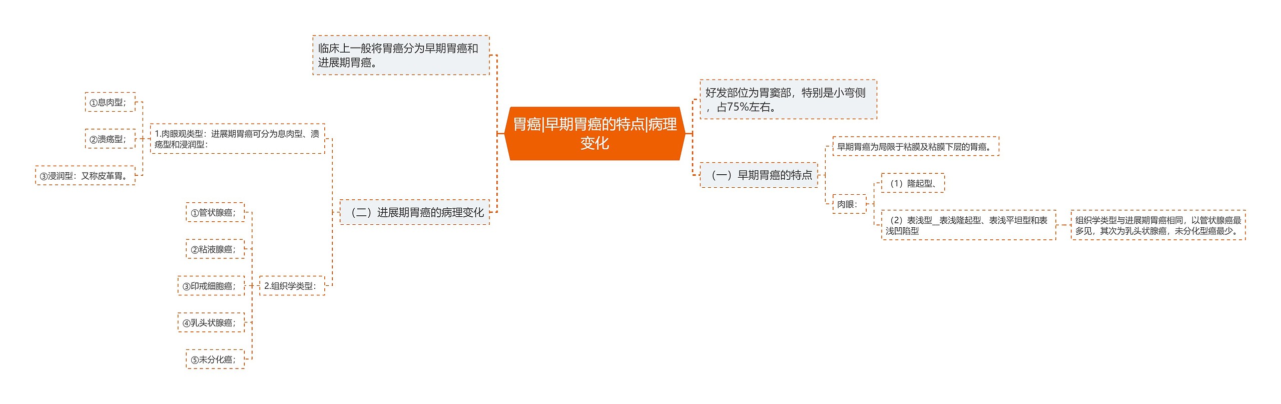 胃癌|早期胃癌的特点|病理变化思维导图