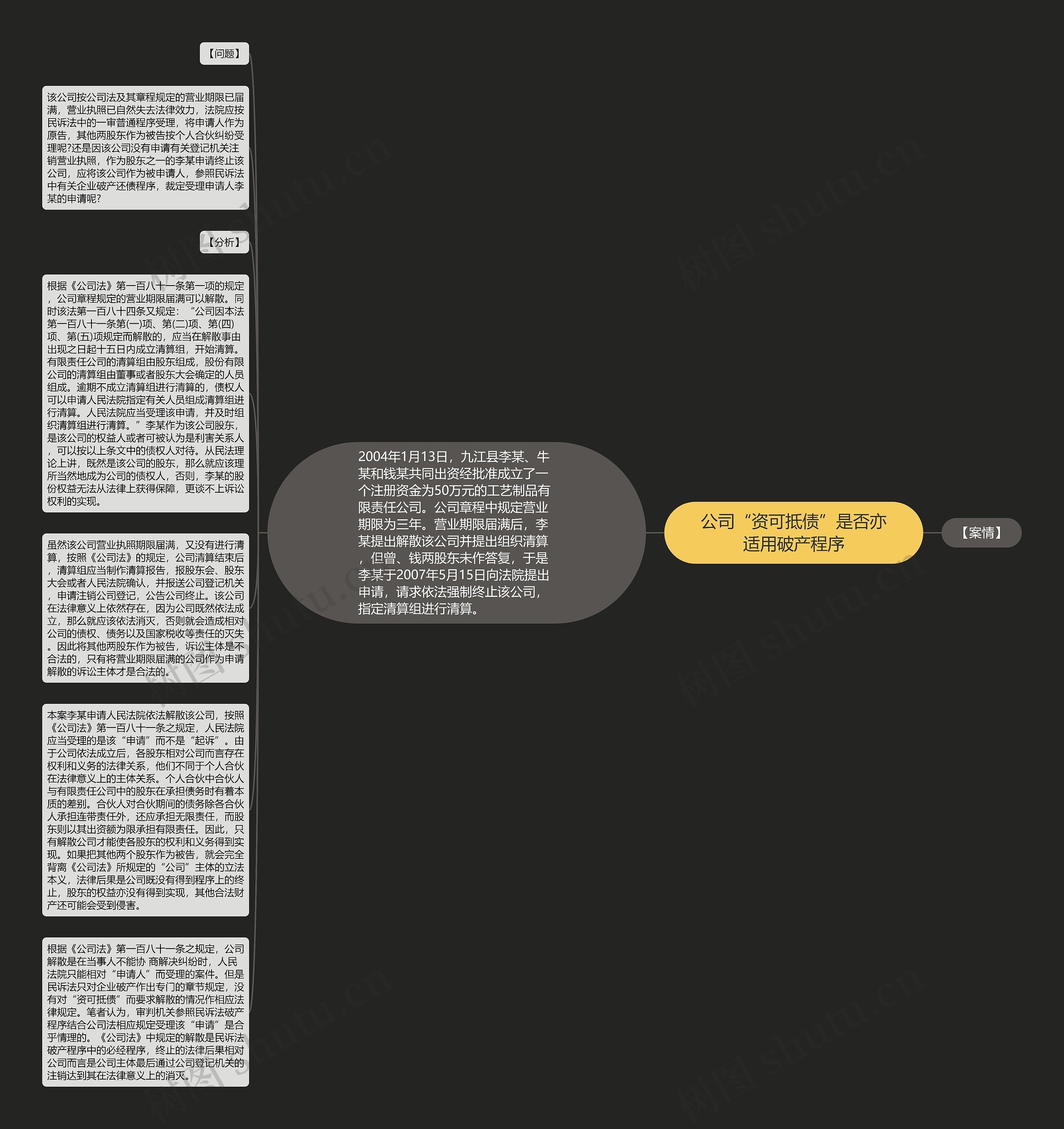 公司“资可抵债”是否亦适用破产程序思维导图