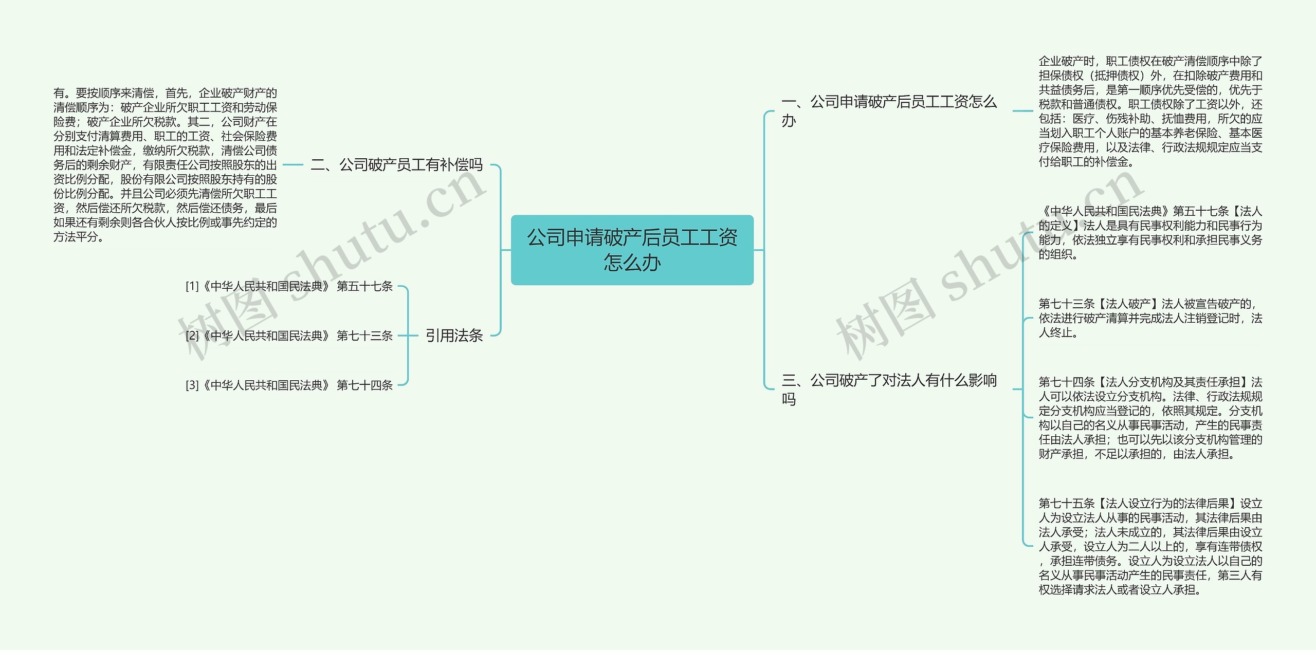 公司申请破产后员工工资怎么办思维导图