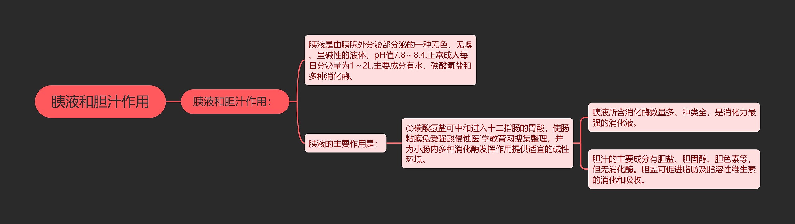 胰液和胆汁作用思维导图