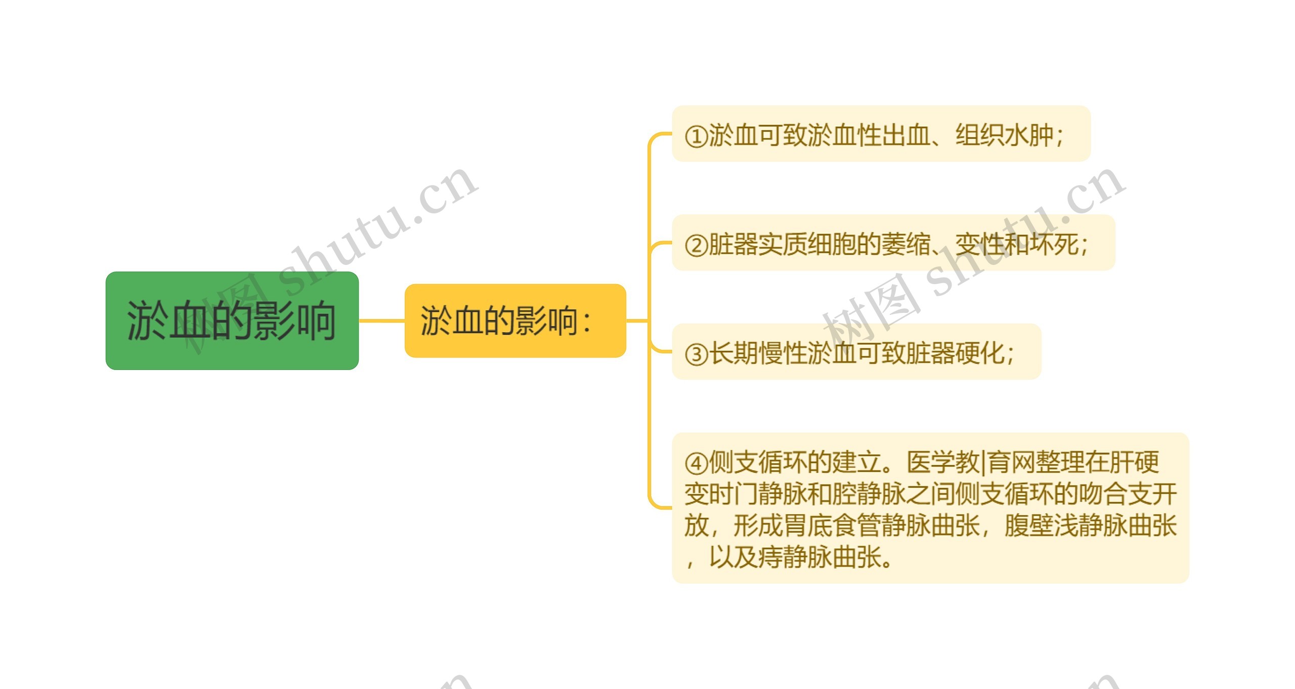 淤血的影响思维导图