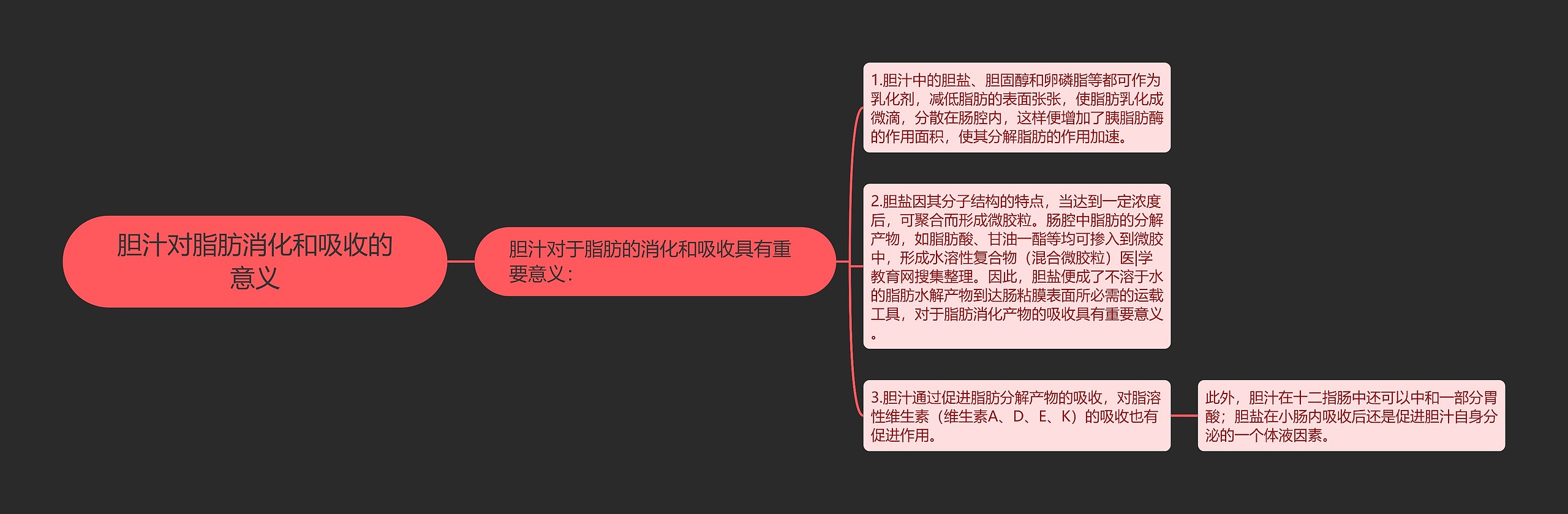 胆汁对脂肪消化和吸收的意义思维导图