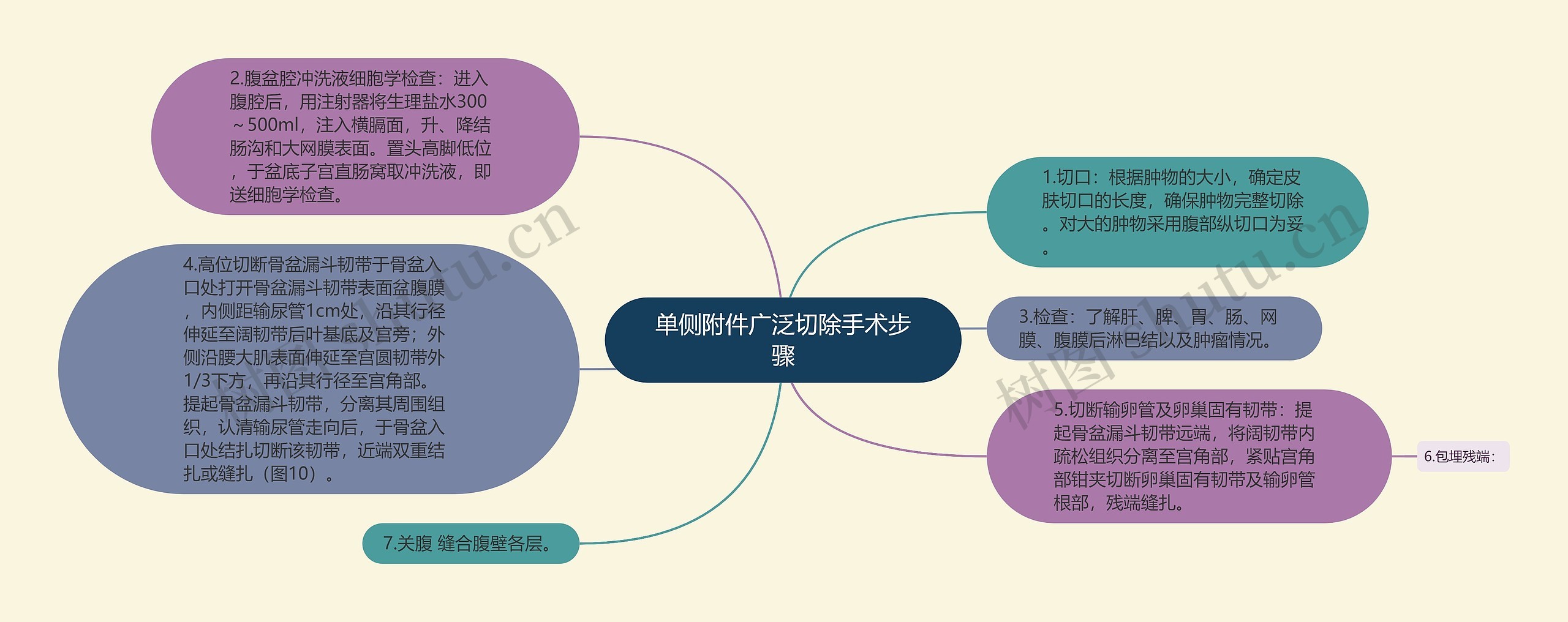 单侧附件广泛切除手术步骤思维导图