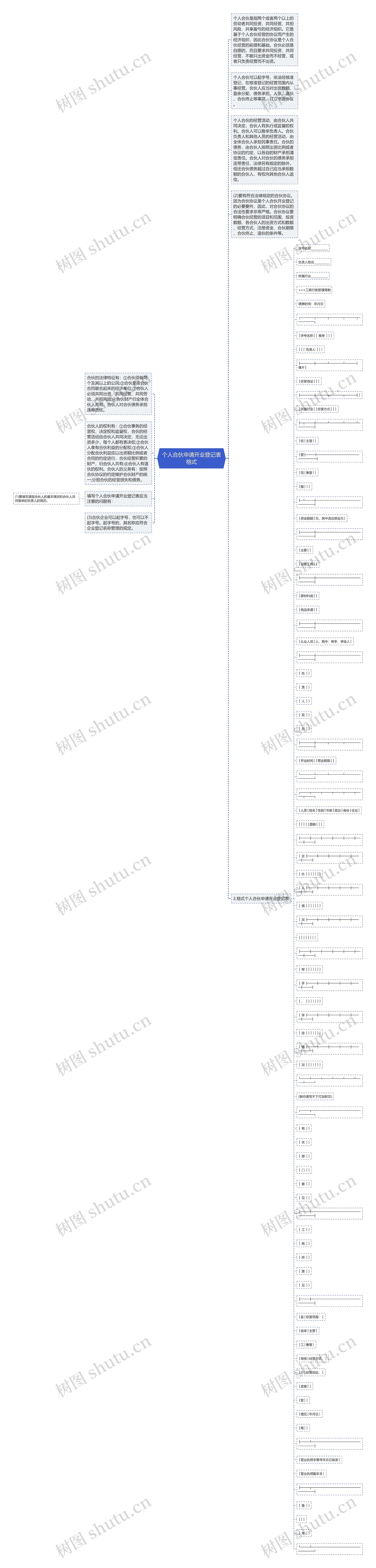 个人合伙申请开业登记表格式思维导图