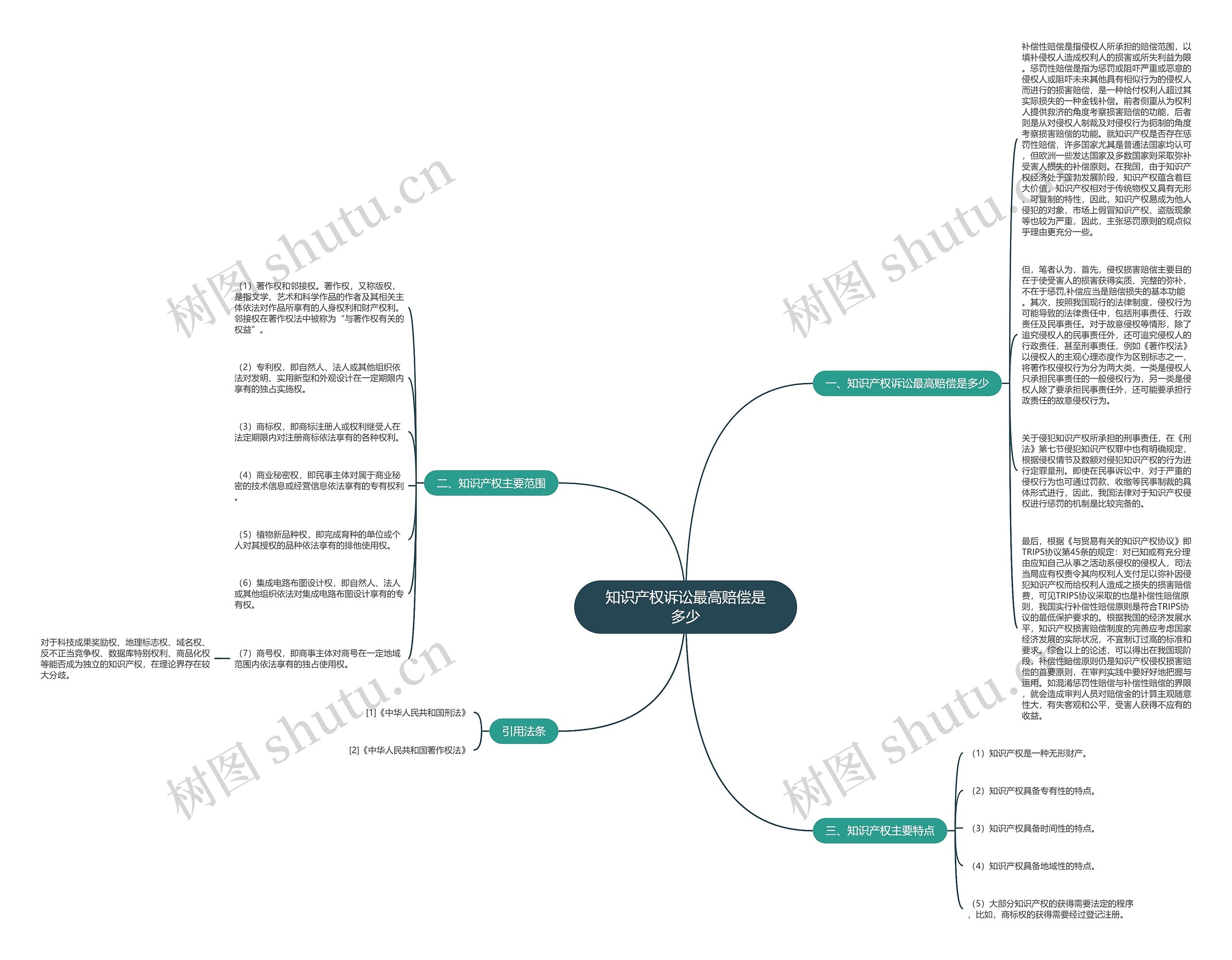 知识产权诉讼最高赔偿是多少思维导图