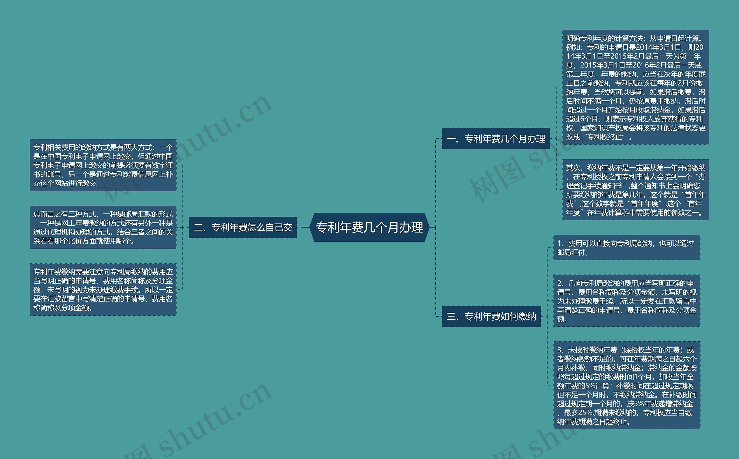 专利年费几个月办理思维导图