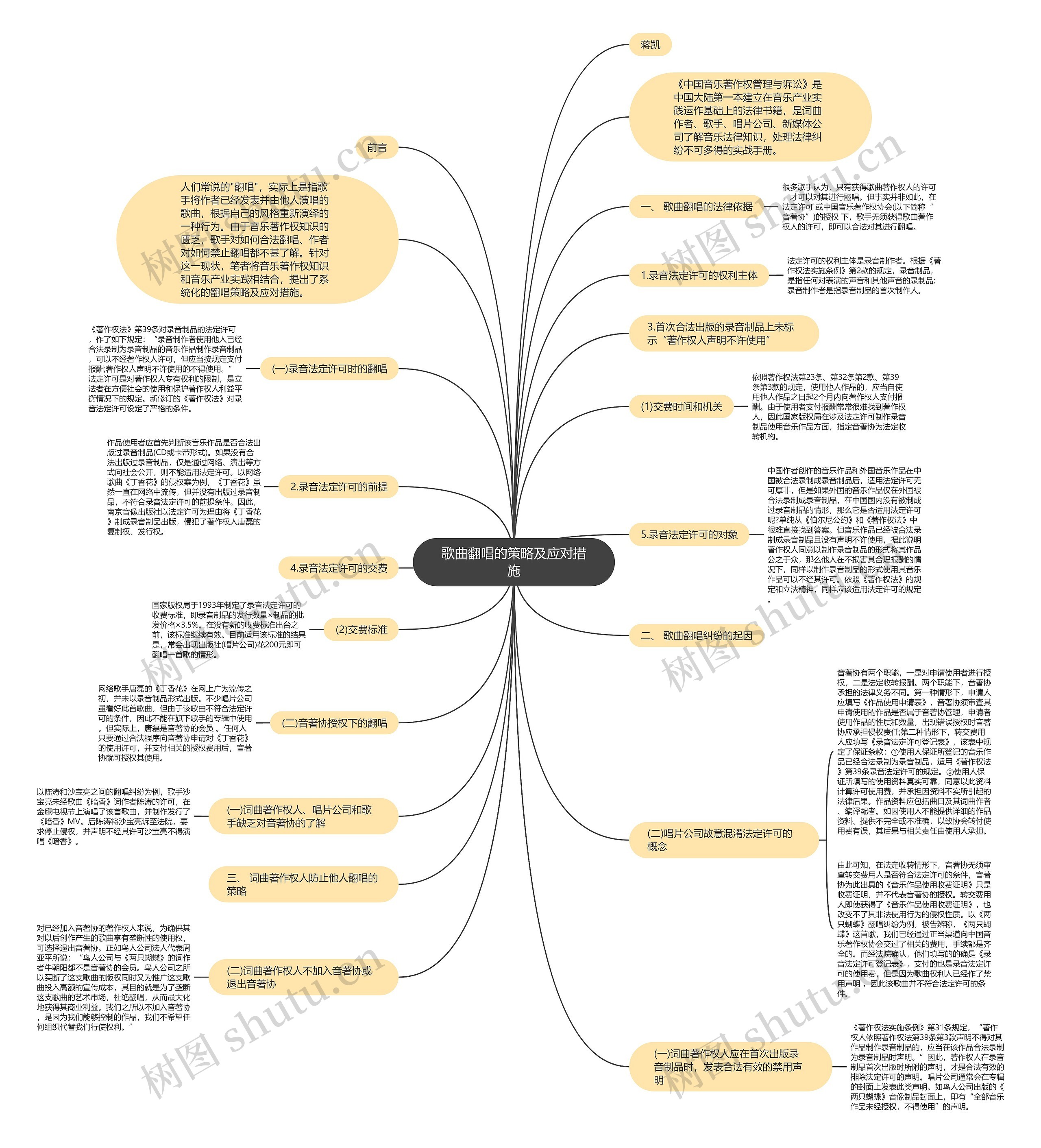 歌曲翻唱的策略及应对措施思维导图