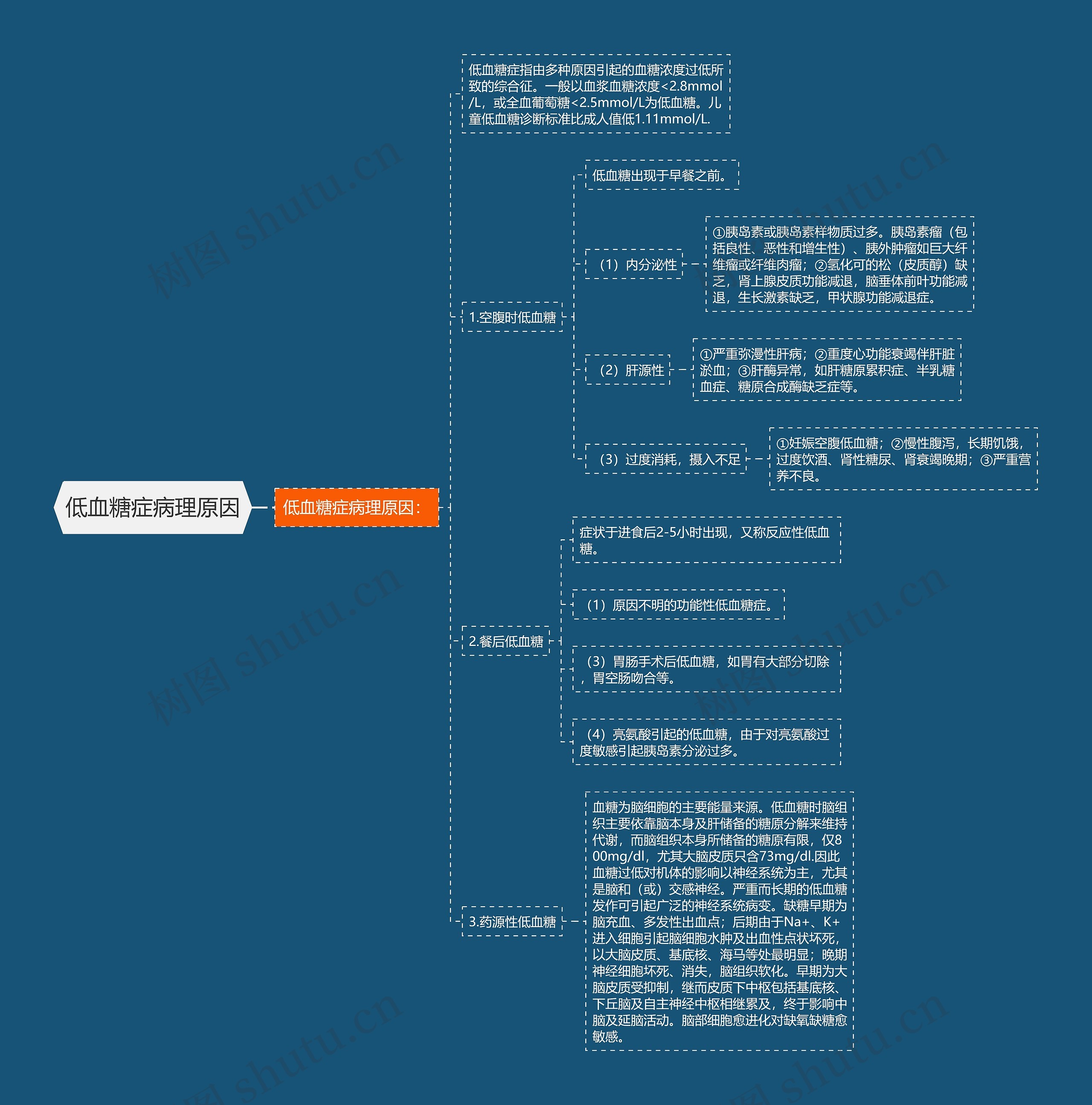 低血糖症病理原因思维导图