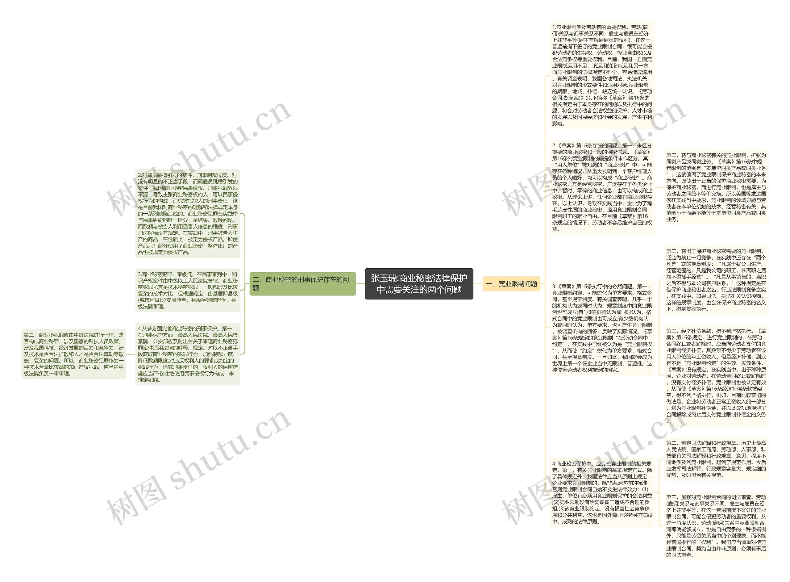 张玉瑞:商业秘密法律保护中需要关注的两个问题思维导图