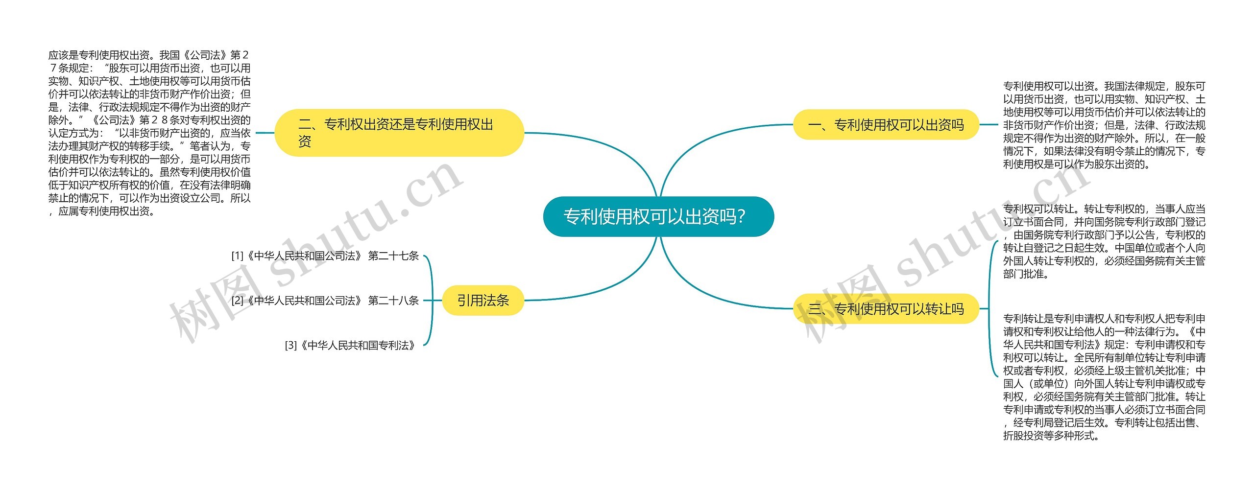 专利使用权可以出资吗？思维导图