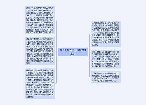 意大利华人企业转型艰难起步