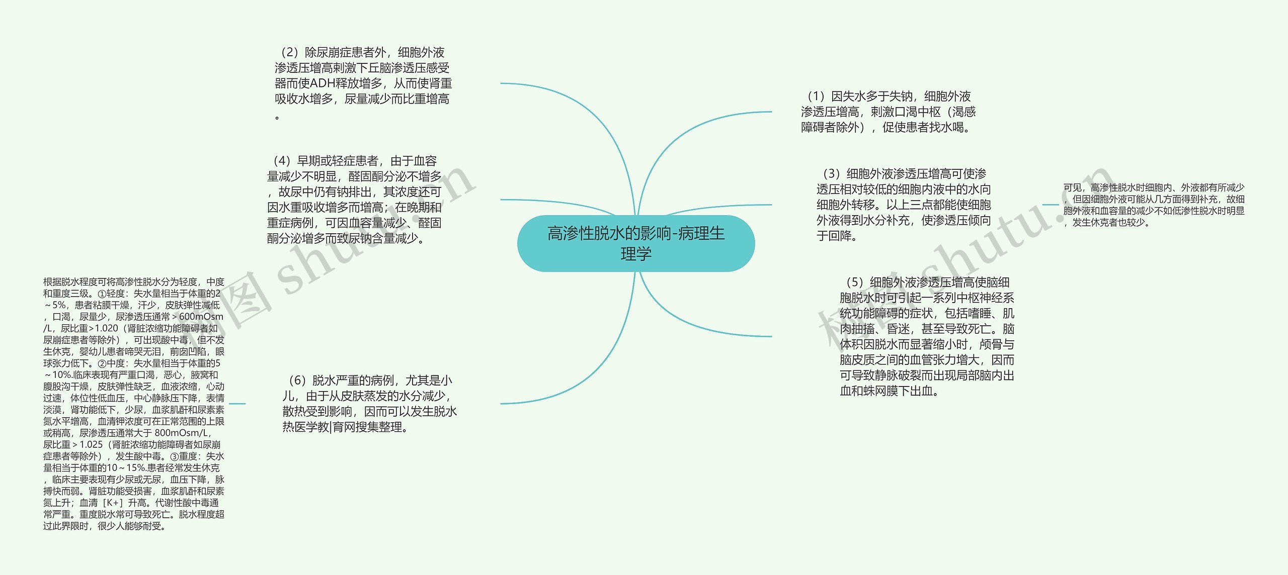 高渗性脱水的影响-病理生理学思维导图