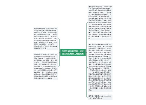 东莞外观专利权第一案昨开审双方当事人当庭和解