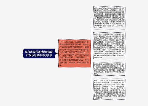 嘉兴市顺利通过国家知识产权示范城市考核验收