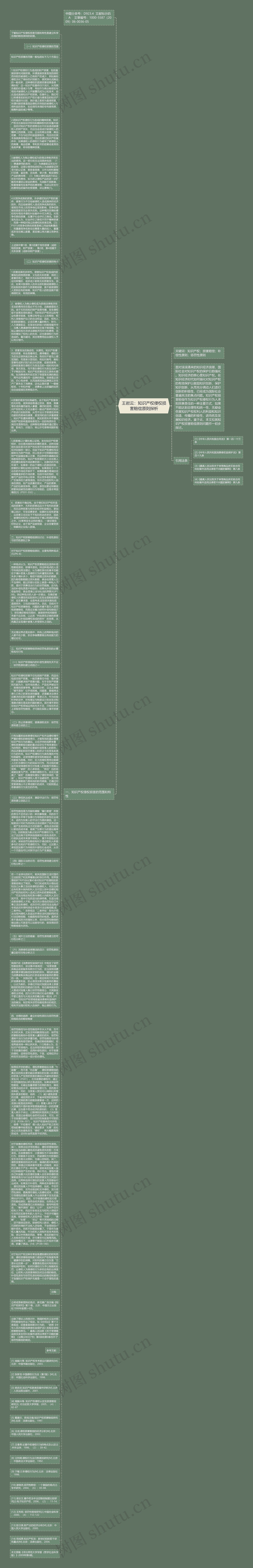 王岩云：知识产权侵权损害赔偿原则探析思维导图
