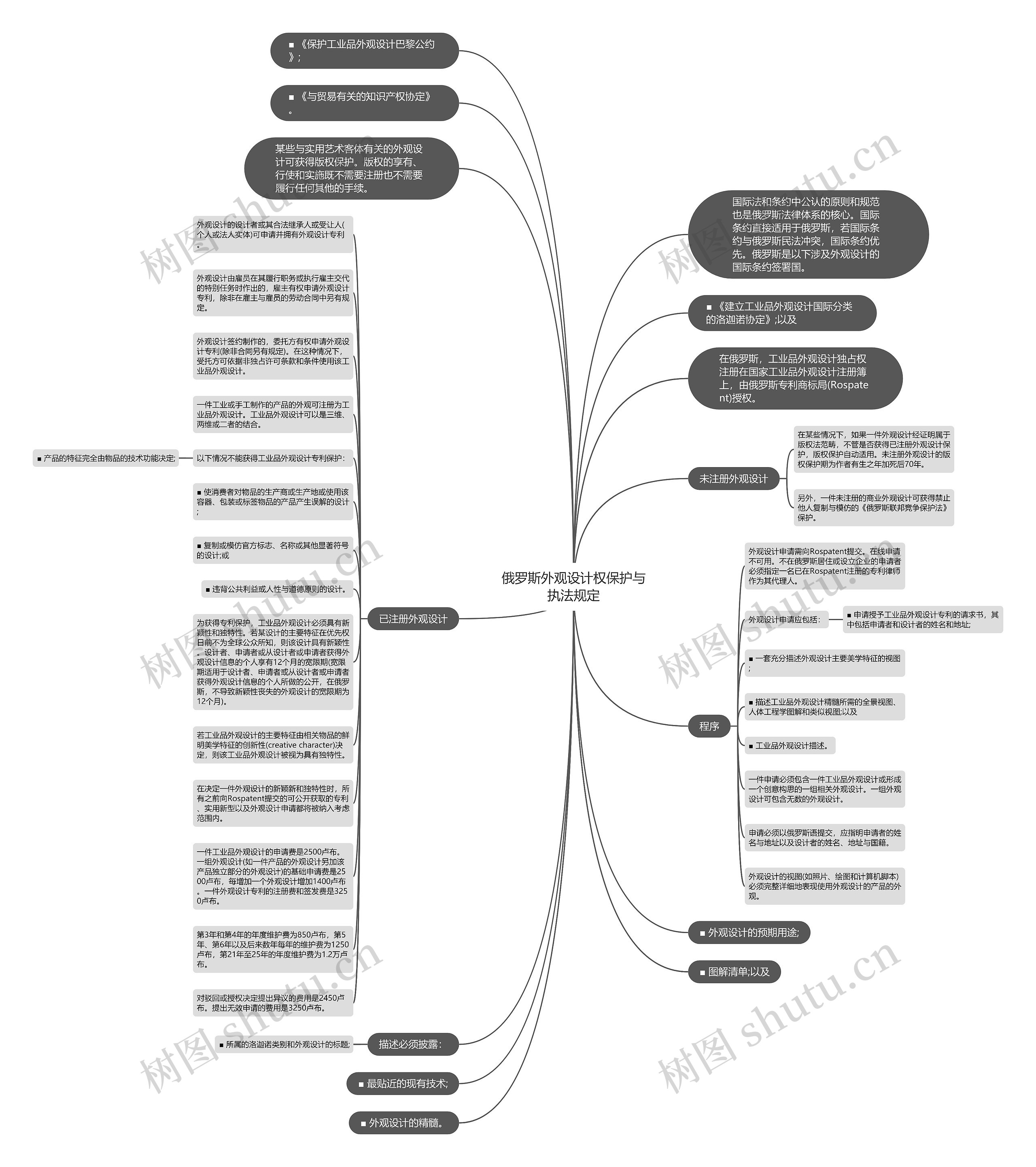俄罗斯外观设计权保护与执法规定思维导图