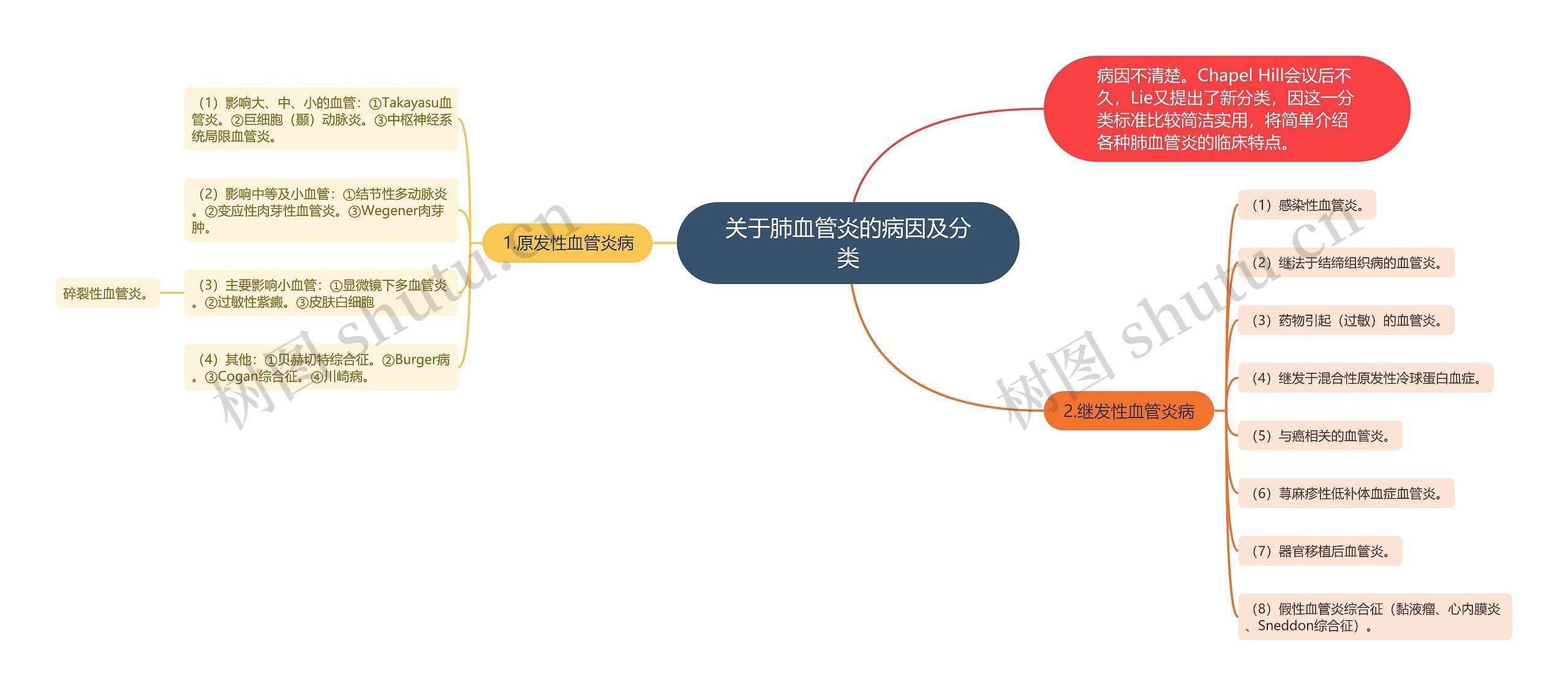 关于肺血管炎的病因及分类思维导图