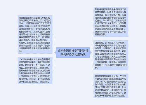 湖南全国首推专利纠纷行政调解协议司法确认